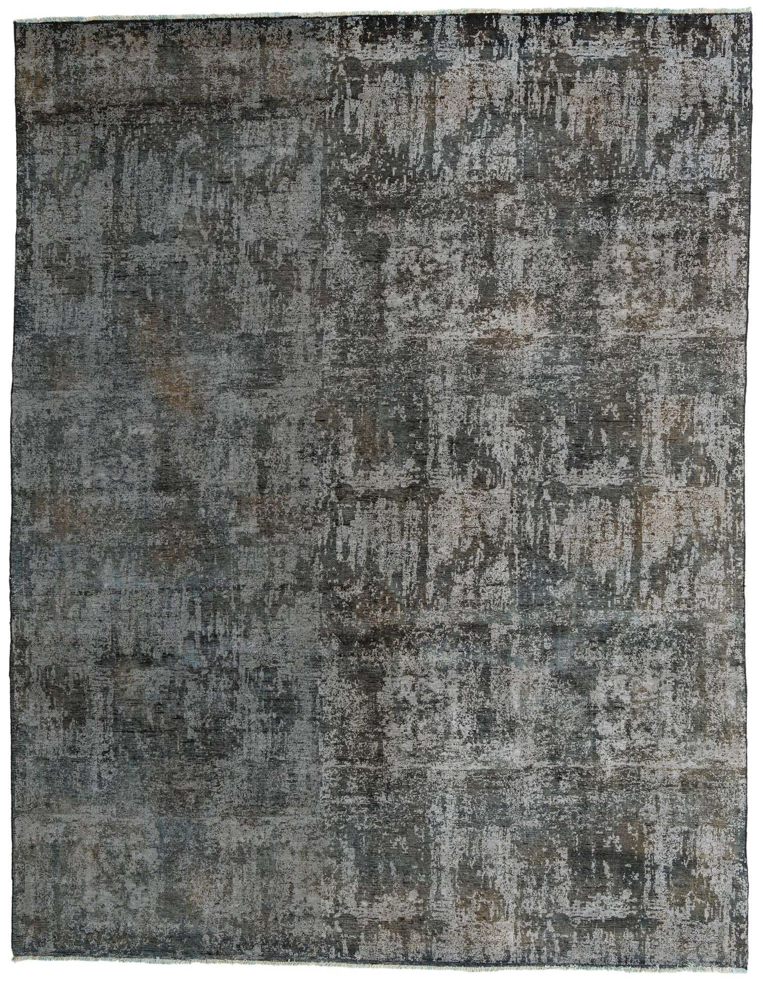 A large 10x13 rectangular Ultra Vintage rug in shades of gray and silver with an abstract, distressed Persian pattern.