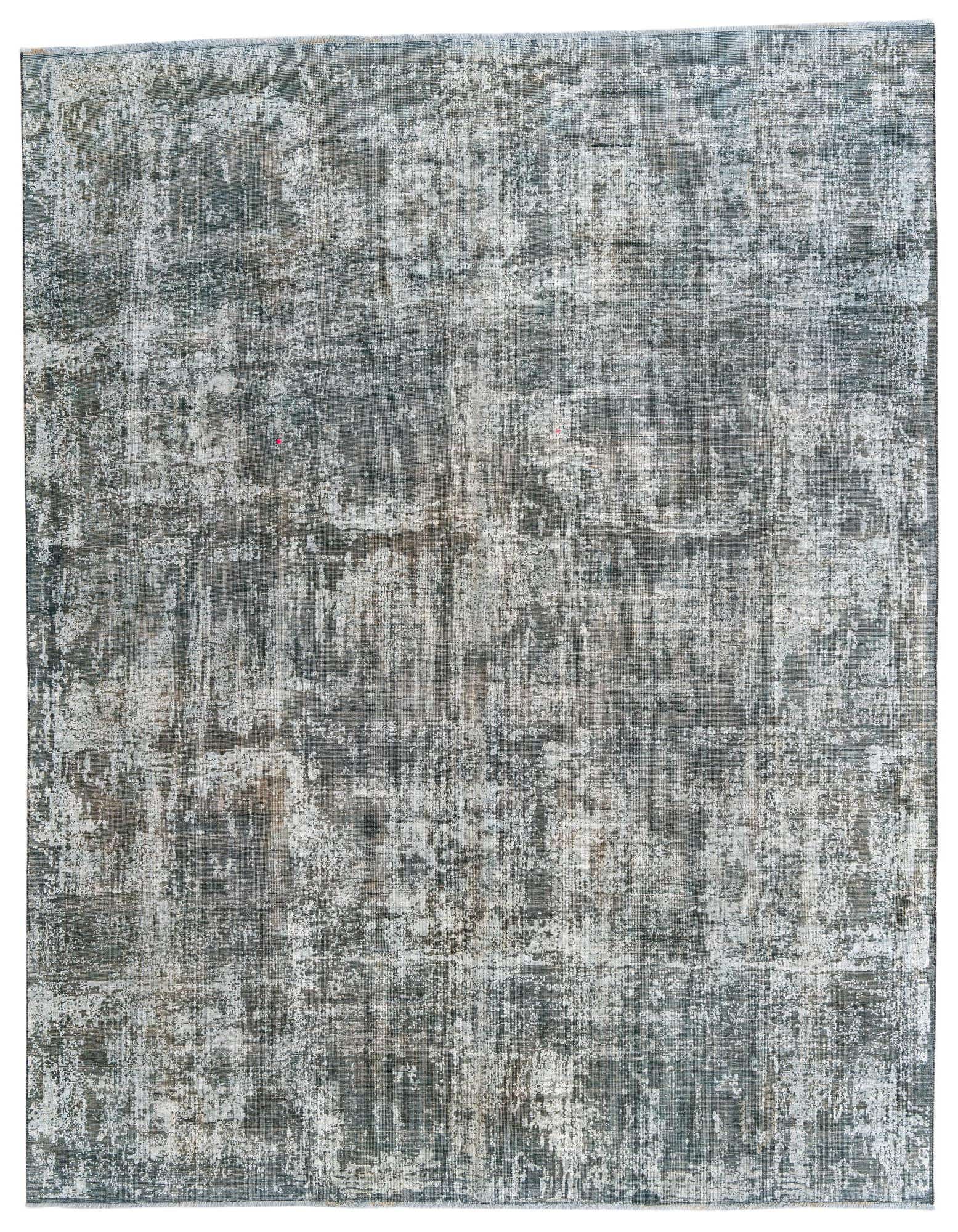 An 8x11 rectangular Ultra Vintage rug in shades of gray and silver with an abstract, distressed Persian pattern.