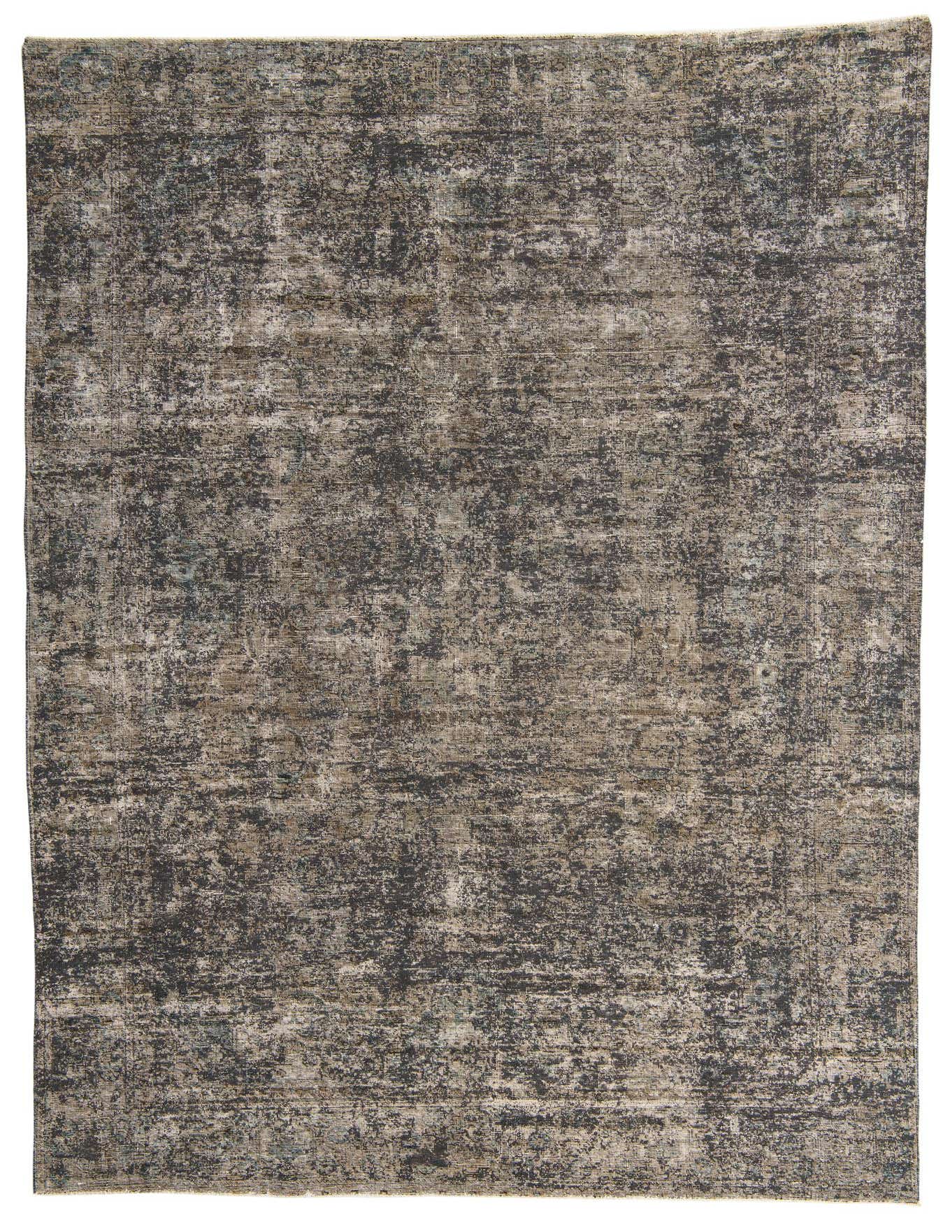 A rectangular 8x11 Ultra Vintage wool rug in shades of gray and silver with a distressed Persian pattern, suitable for a living room.