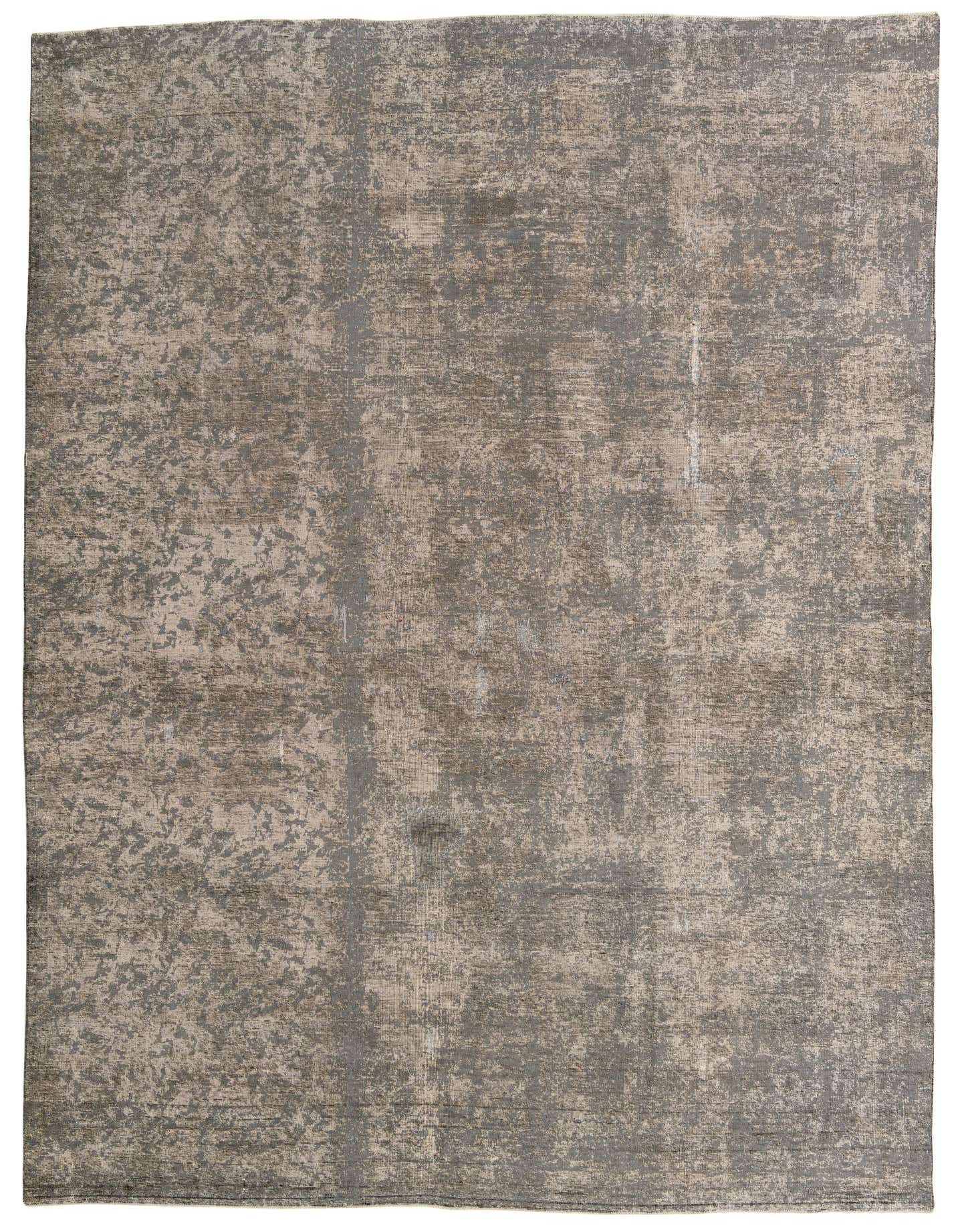 A 9x12 rectangular gray and silver Persian-style area rug with a distressed, abstract pattern, suitable for a living room.
