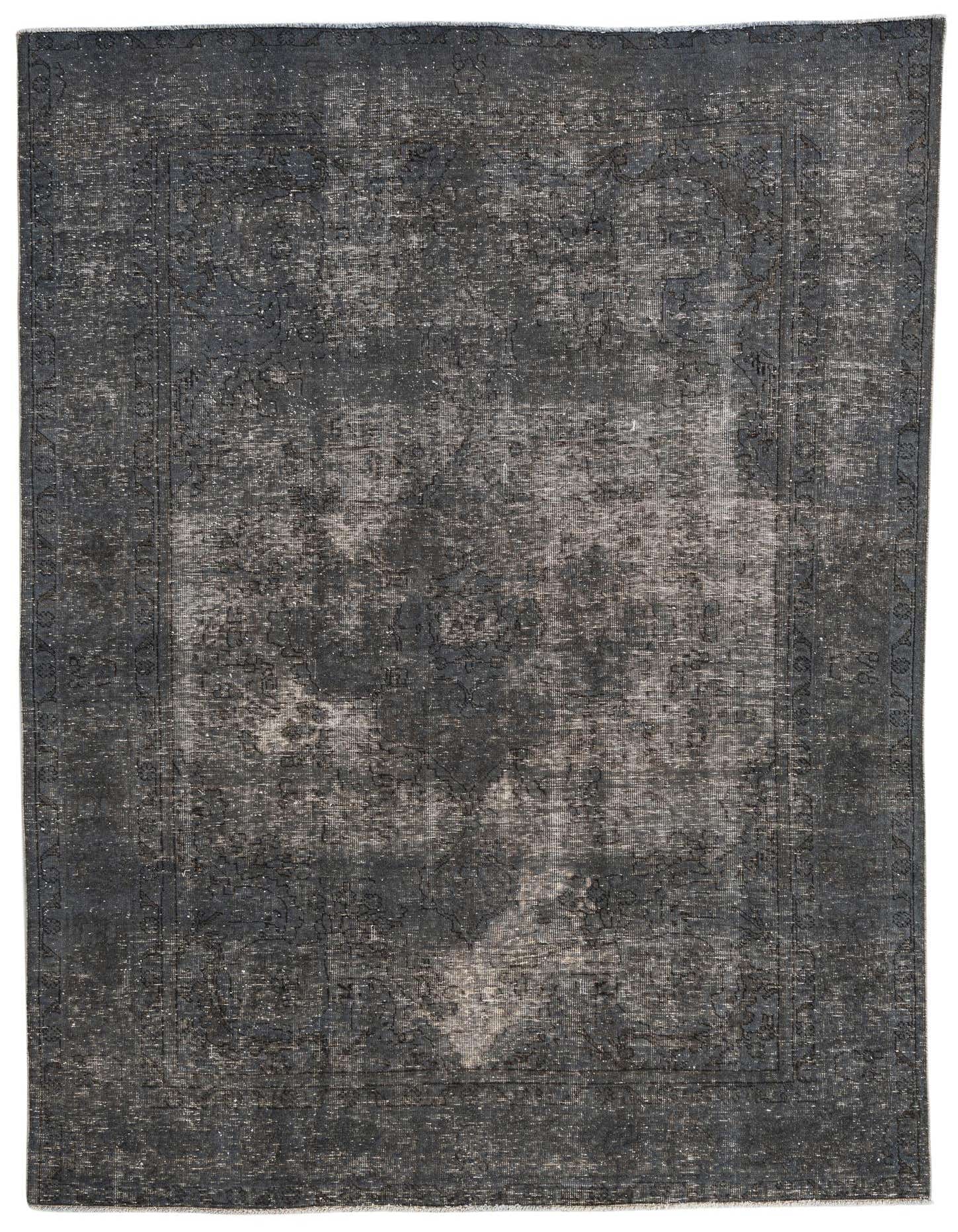 A 6x9 rectangular Rugs.com Ultra Vintage area rug in shades of gray and silver with a faded Persian medallion pattern, suitable for a living room.
