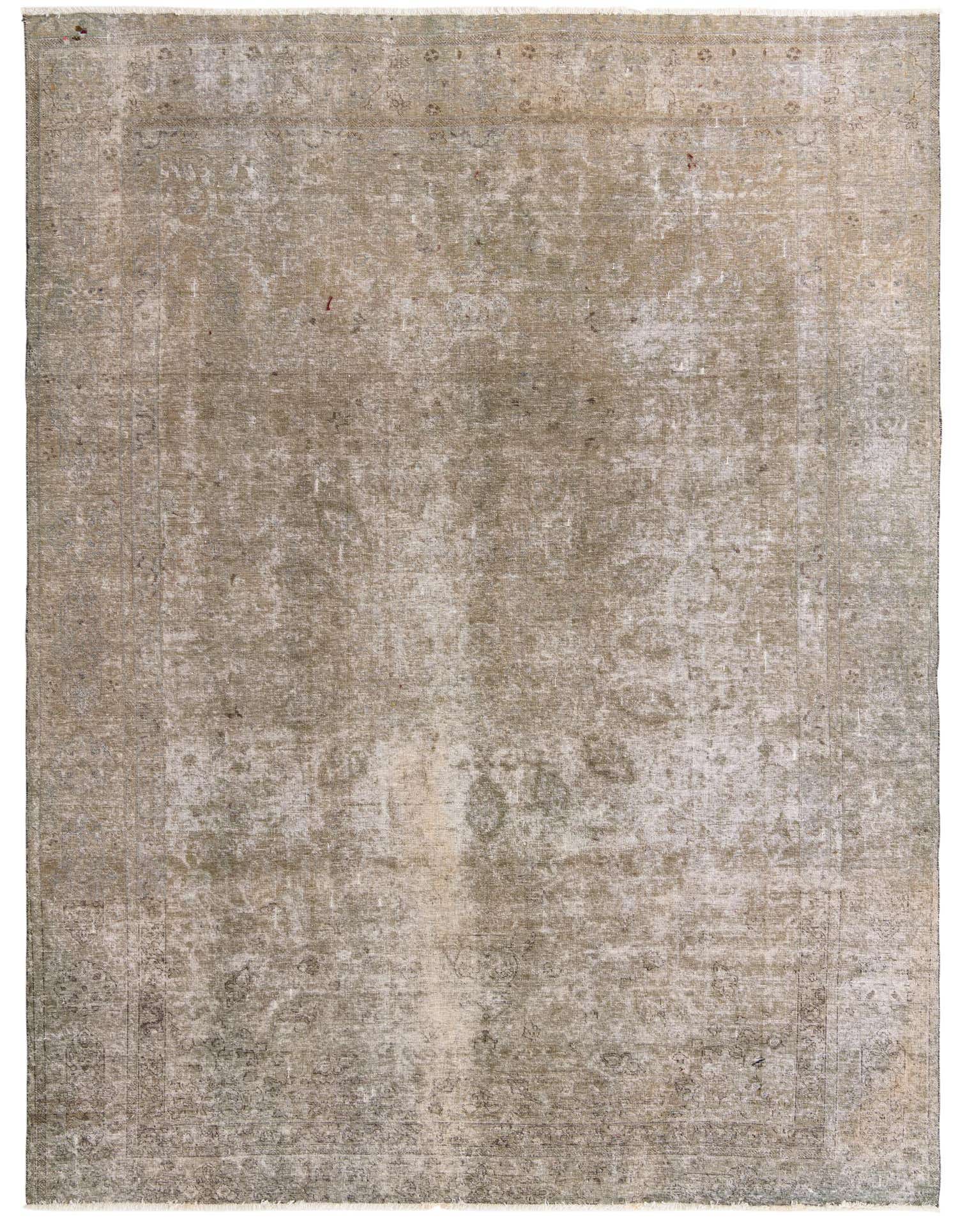 An 8x12 rectangular Ultra Vintage rug in shades of gray and silver, featuring a distressed Persian pattern.