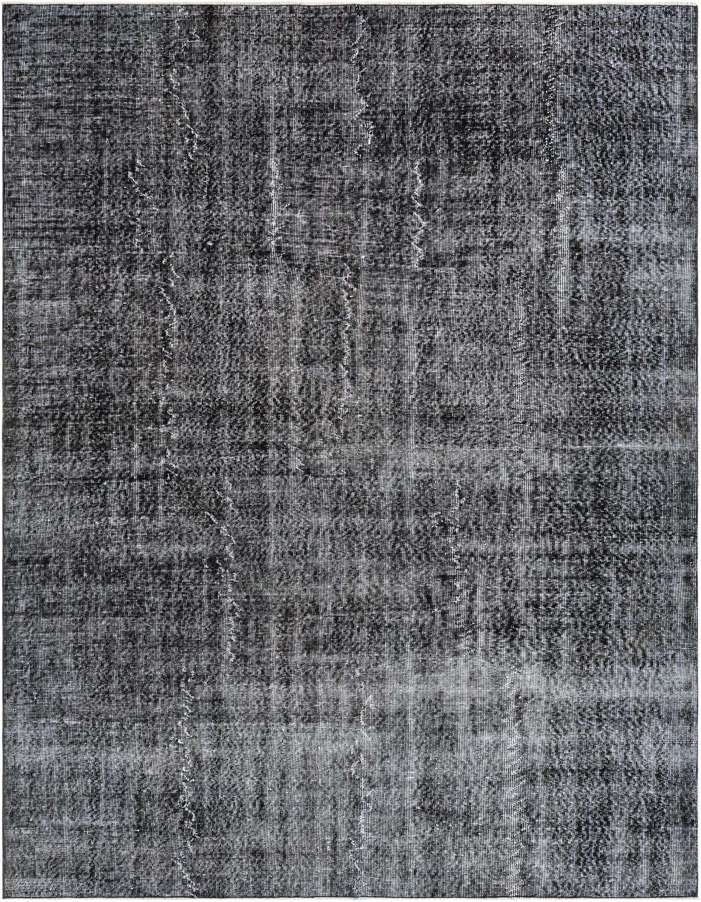 A 6x9 rectangular gray and silver modern vintage wool rug with a subtle distressed Persian pattern.