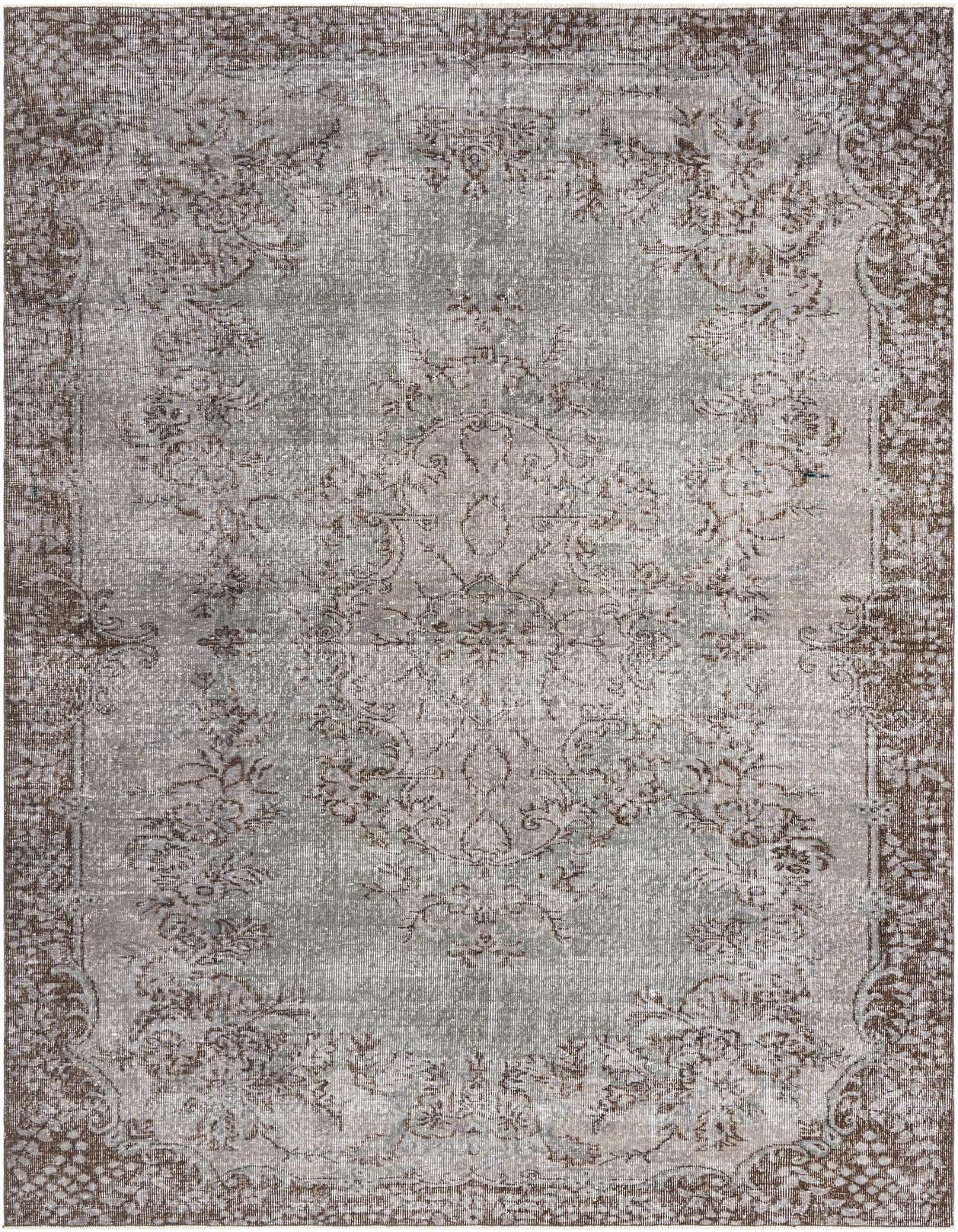A 6x9 rectangular Ultra Vintage wool rug in shades of gray and silver, featuring a distressed Persian-inspired pattern.