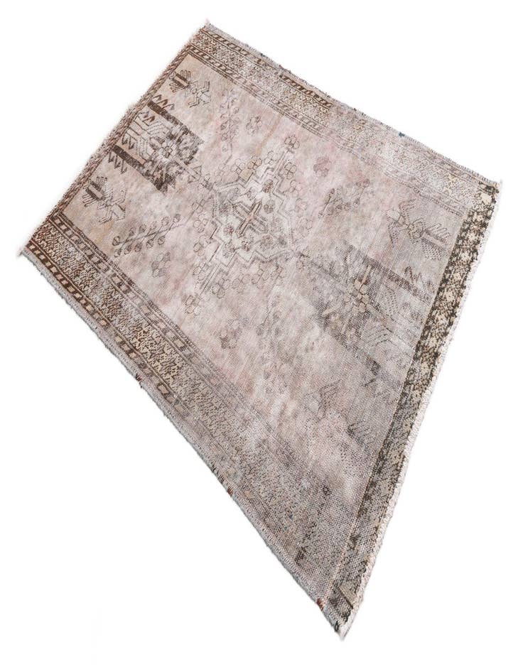 Detail image of  4' 2 x 5' 9  Hand Knotted Ultra Vintage Persian Wool Rug