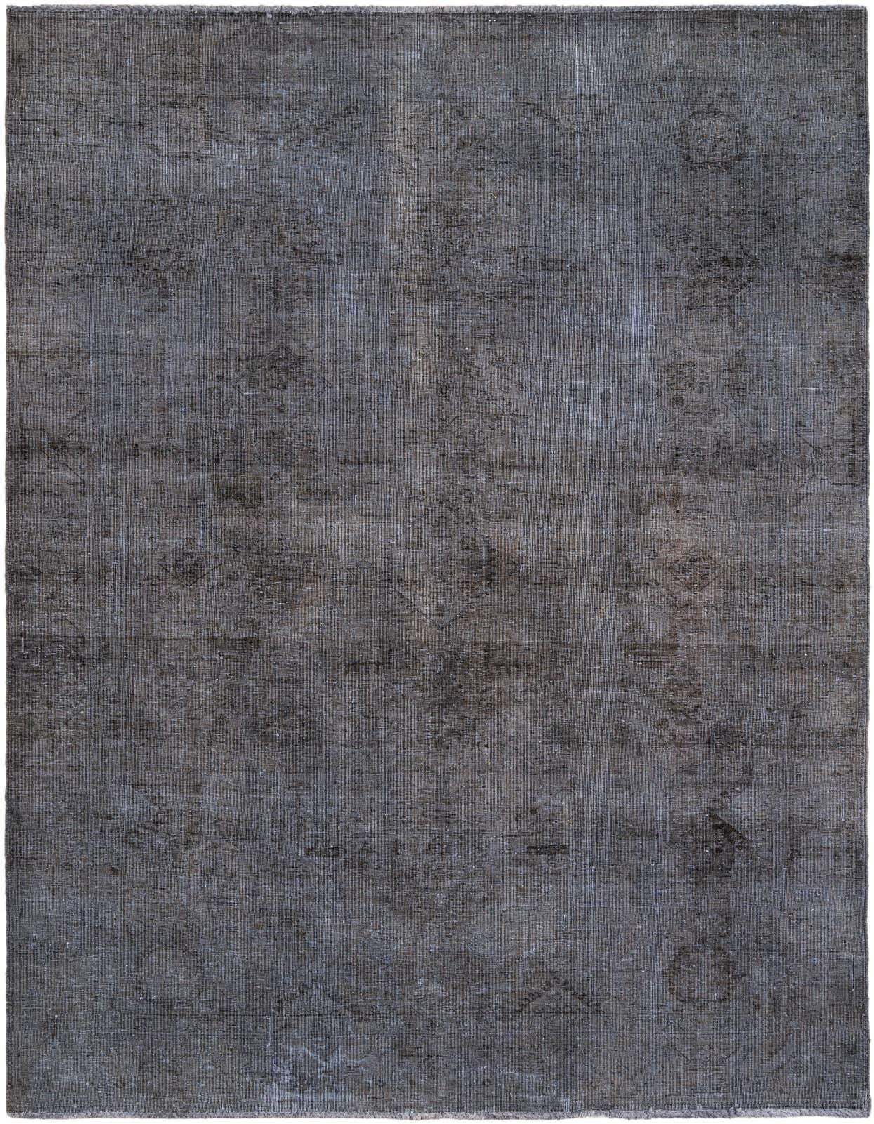 A 6x9 rectangular gray wool rug with a subtle distressed Persian medallion pattern, suitable for a living room.