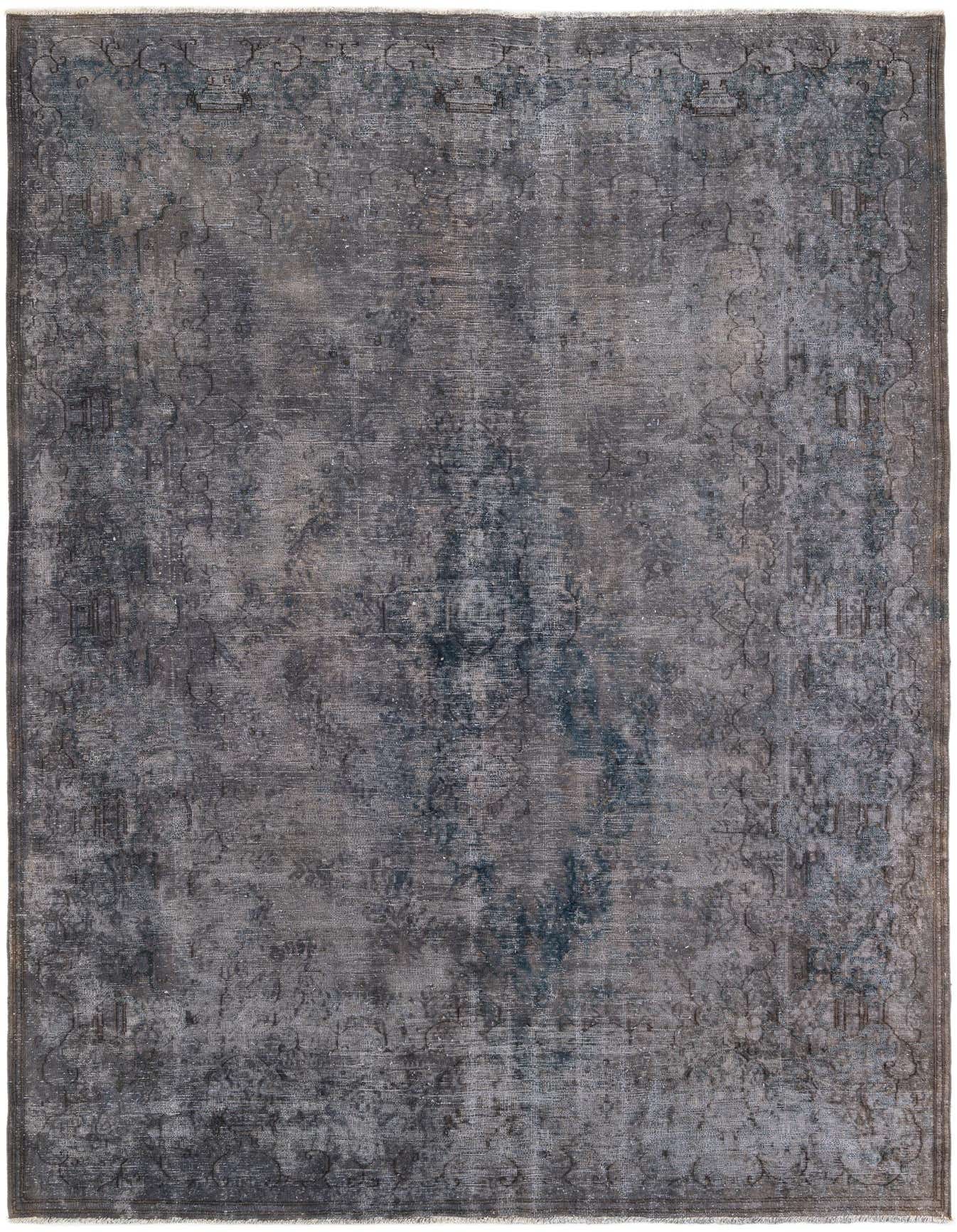 A 6x9 rectangular gray Persian-style wool rug featuring a distressed medallion pattern, ideal for a living room.