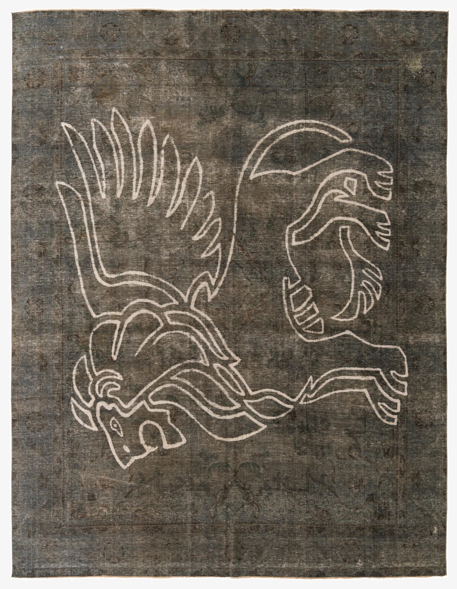  8' 10 x 11' 3  Hand Knotted Ultra Vintage Persian Wool Rug