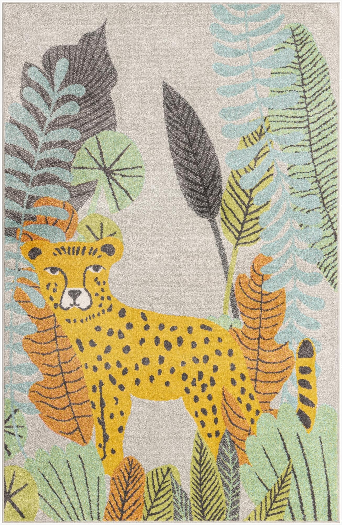  5' 3 x 8' Leopard Whimsy Kids Rug