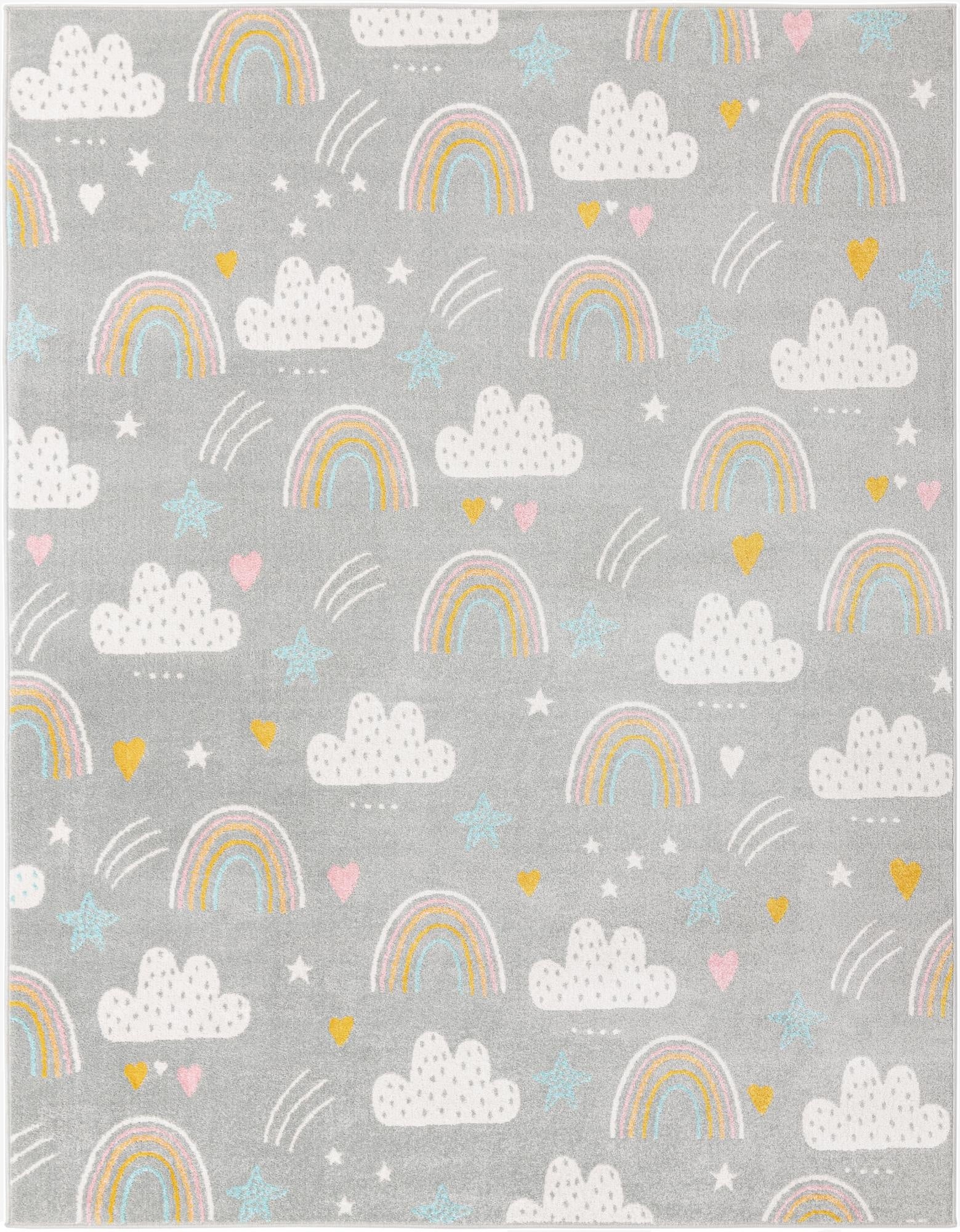  7' 10 x 10' Clouds and Rainbows Whimsy Kids Rug