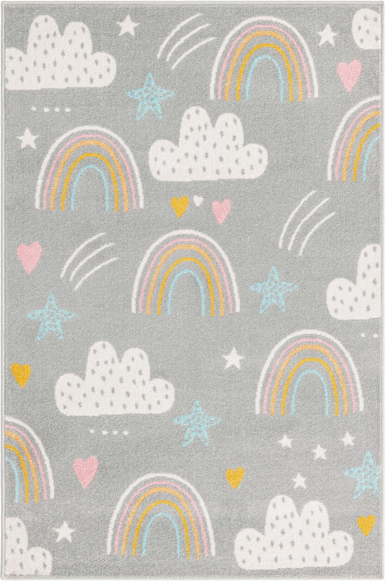 Primary image  4' x 6' Clouds and Rainbows Whimsy Kids Rug