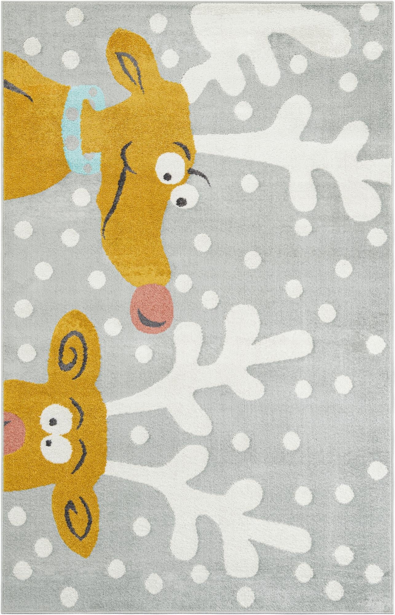  5' 3 x 8' Reindeer Whimsy Kids Rug
