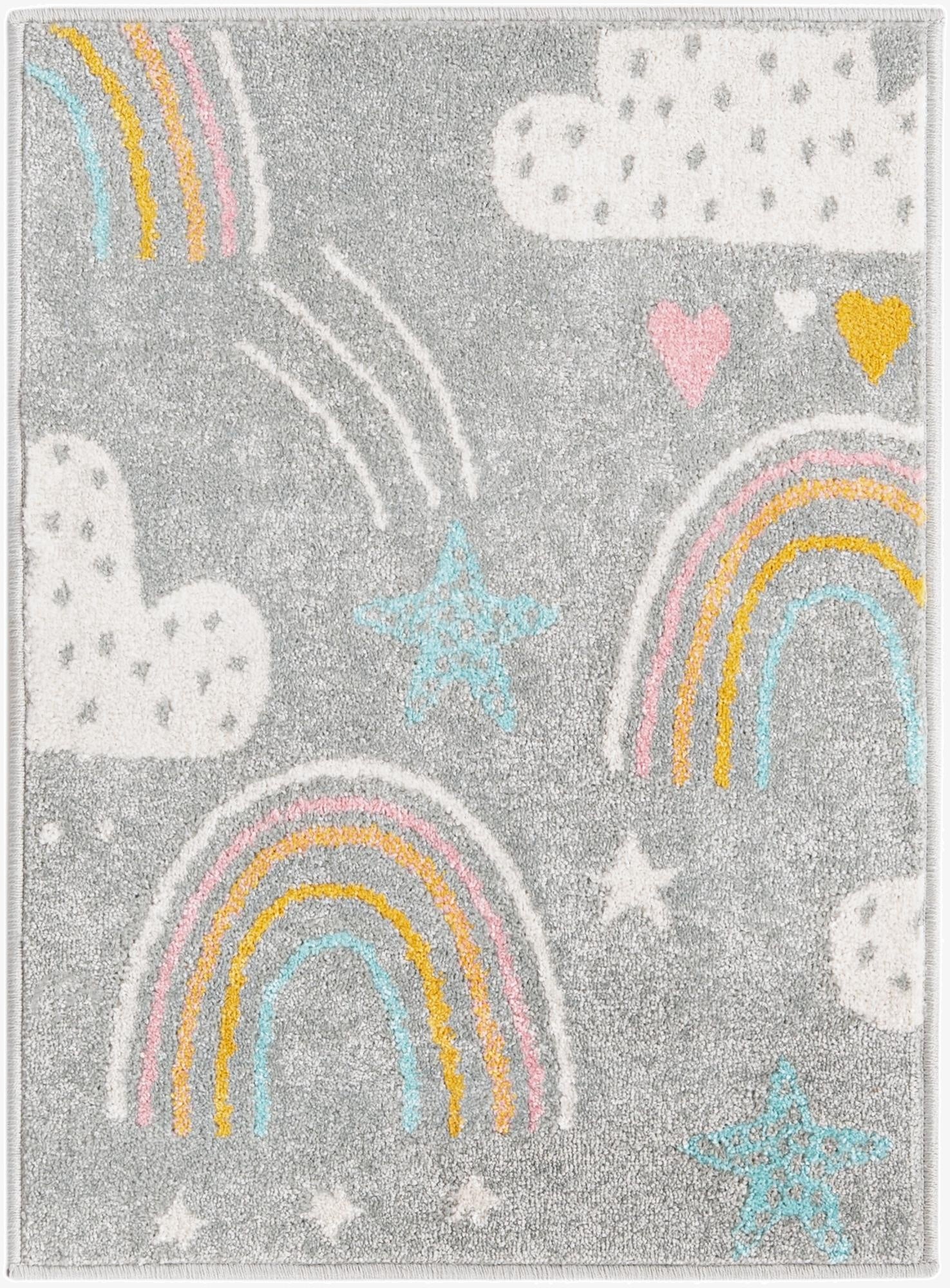  2' 2 x 3' Clouds and Rainbows Whimsy Kids Rug