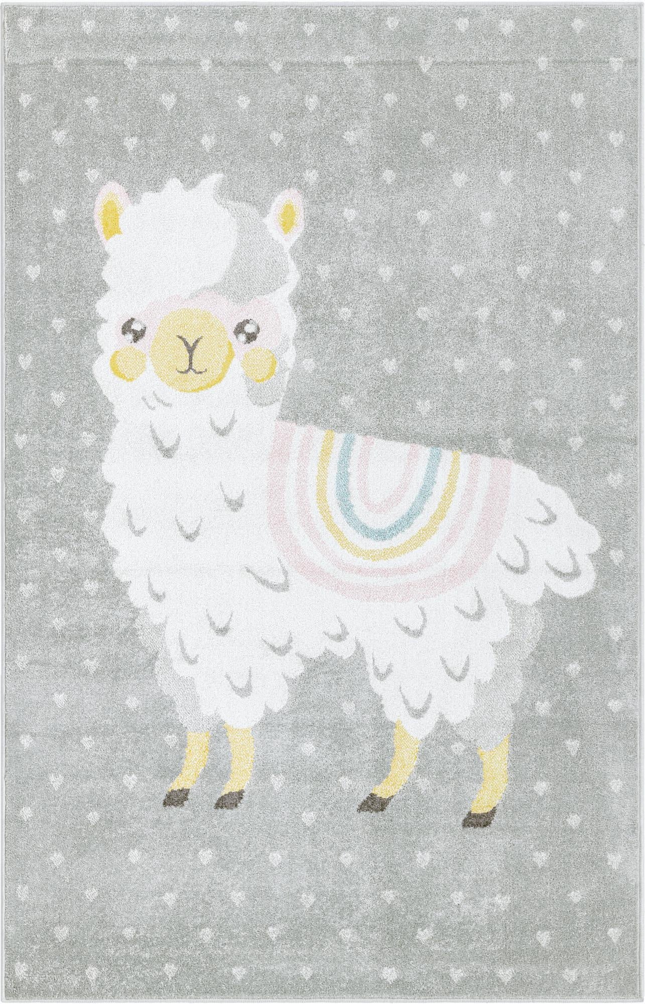  5' 3 x 8' Llama Whimsy Kids Rug
