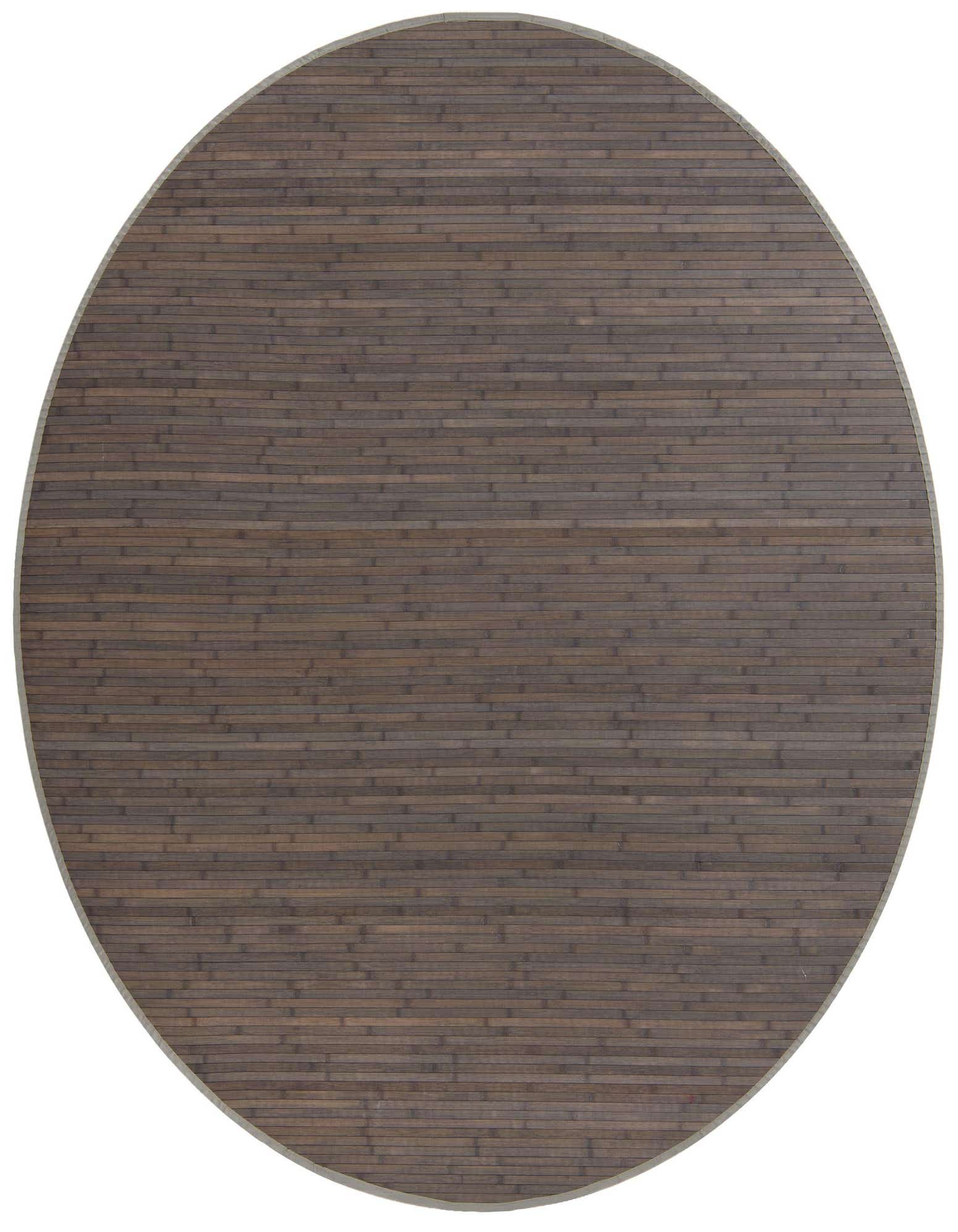 A 7' round gray bamboo rug with a modern, solid design and textured pile, suitable for indoor use.