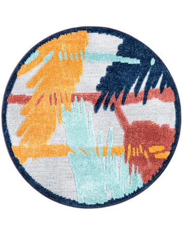 3' 3 x 3' 3 Washable Belize Indoor / Outdoor Round Rug
