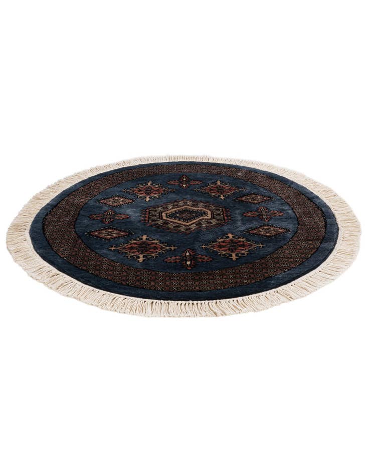 Detail image of  3' 1 x 3' 1  Hand Knotted Bokhara Oriental Wool Round Rug