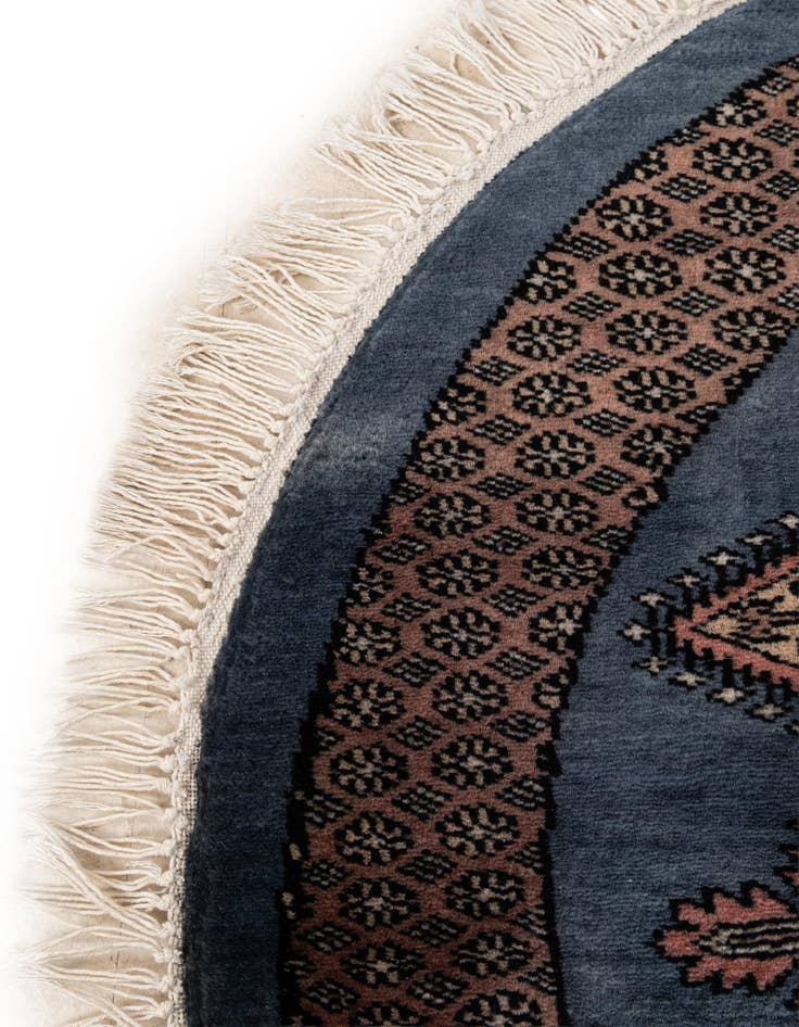 Detail image of  3' 1 x 3' 1  Hand Knotted Bokhara Oriental Wool Round Rug
