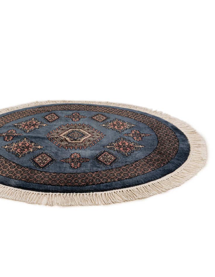 Detail image of  3' 1 x 3' 1  Hand Knotted Bokhara Oriental Wool Round Rug