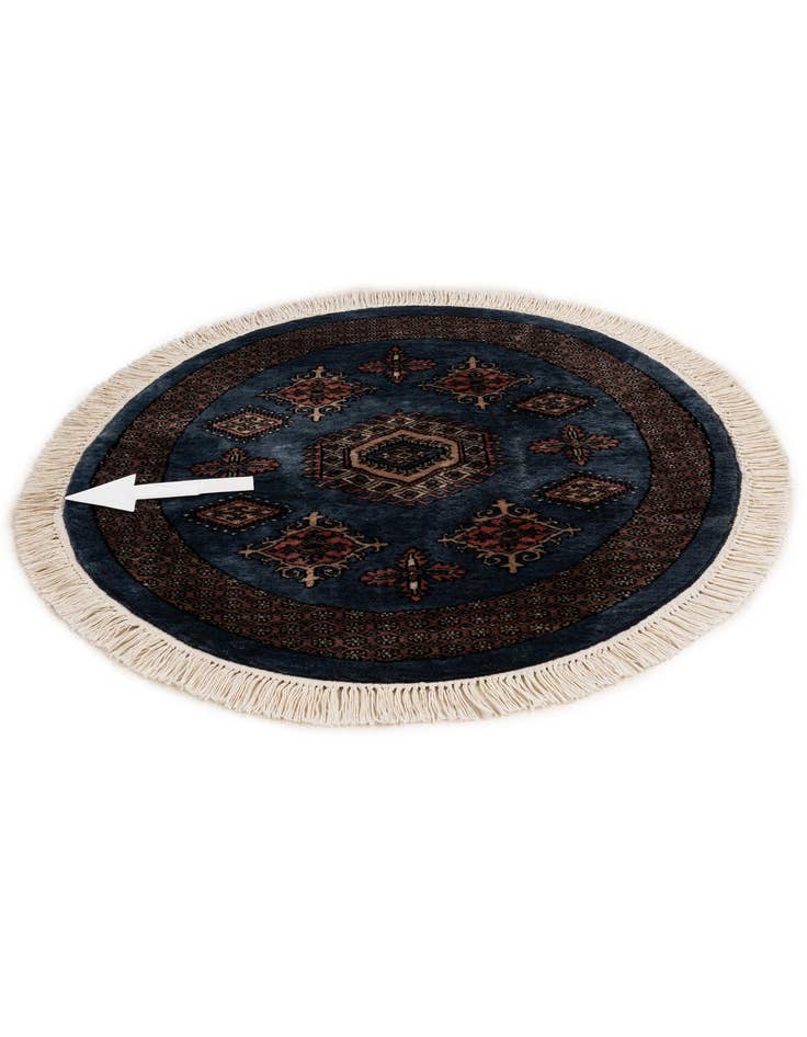 Detail image of  3' 1 x 3' 1  Hand Knotted Bokhara Oriental Wool Round Rug