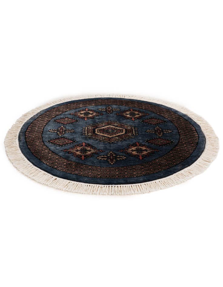Detail image of  3' x 3'  Hand Knotted Bokhara Oriental Wool Round Rug