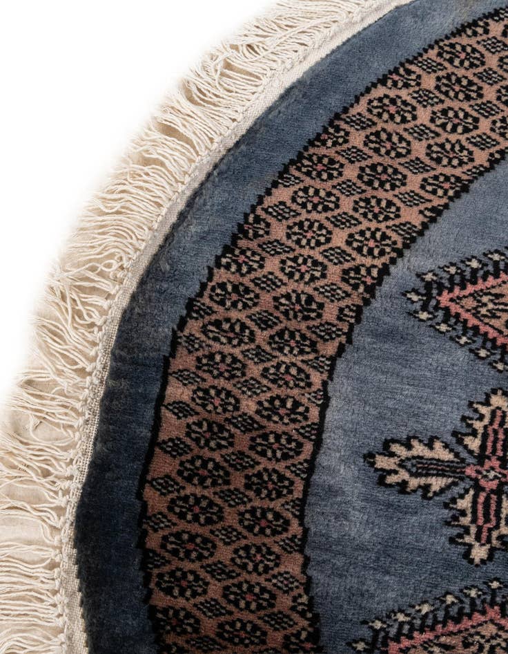 Detail image of  3' x 3'  Hand Knotted Bokhara Oriental Wool Round Rug