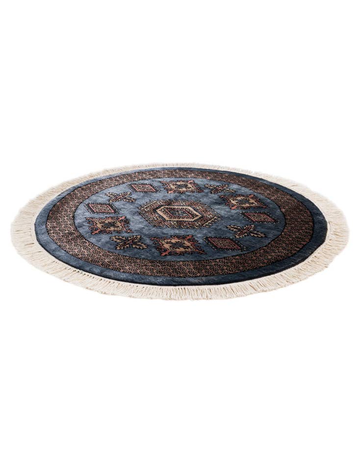 Detail image of  3' x 3'  Hand Knotted Bokhara Oriental Wool Round Rug