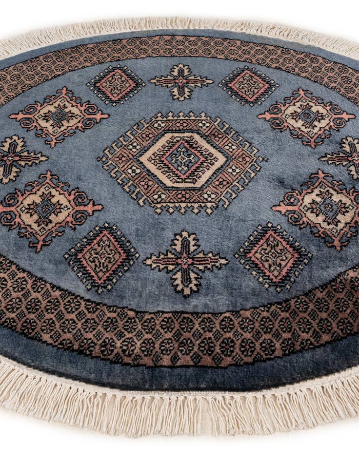 Detail image of  3' x 3'  Hand Knotted Bokhara Oriental Wool Round Rug