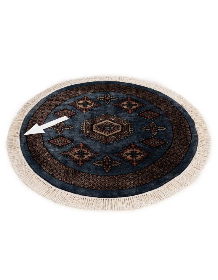 Detail image of  3' x 3'  Hand Knotted Bokhara Oriental Wool Round Rug