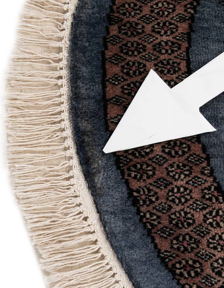 Detail image of  3' x 3'  Hand Knotted Bokhara Oriental Wool Round Rug