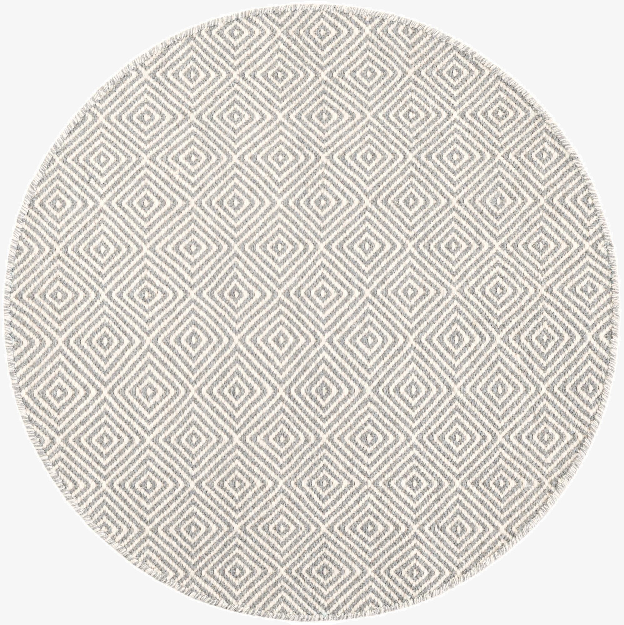  3' 1 x 3' 1  Hand Woven Geo Trellis Flatweave Round Rug