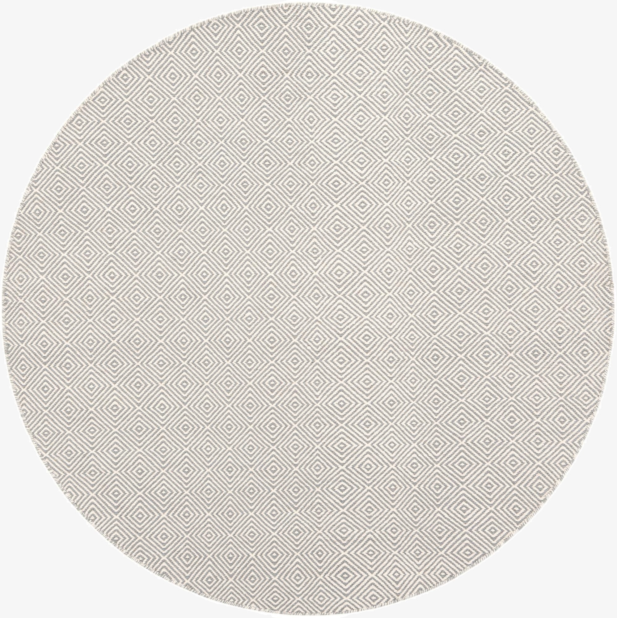 6' 1 x 6' 1  Hand Woven Geo Trellis Flatweave Round Rug