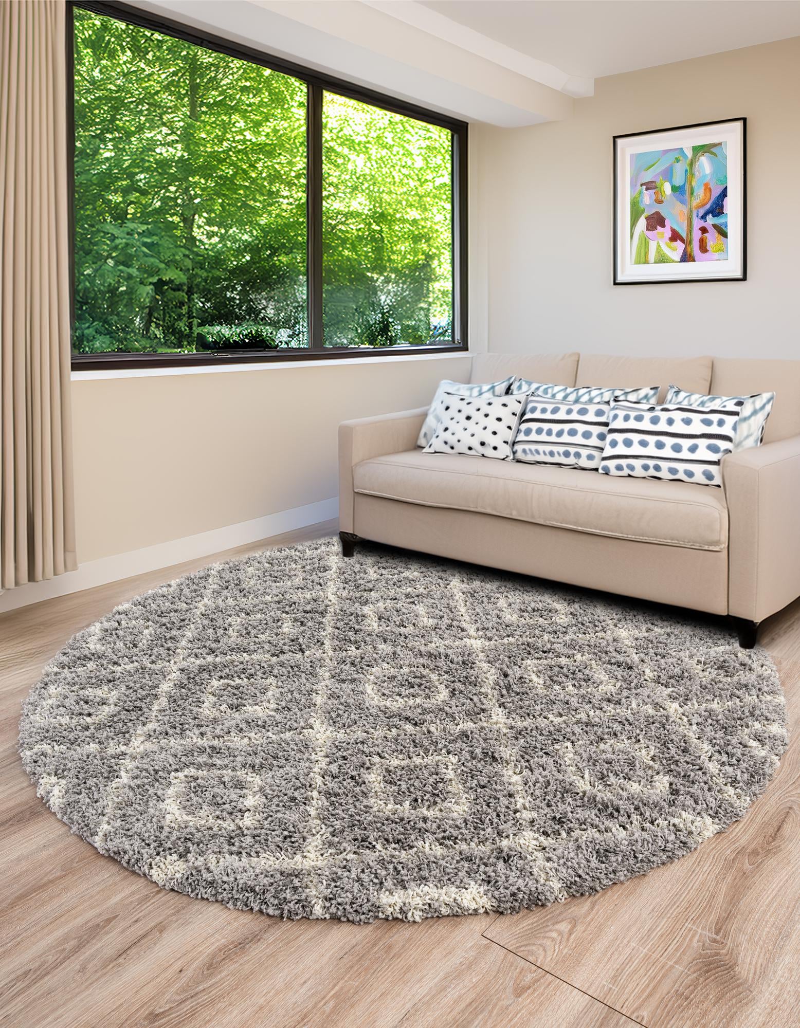  10' x 10' Lattice Shag Round Rug