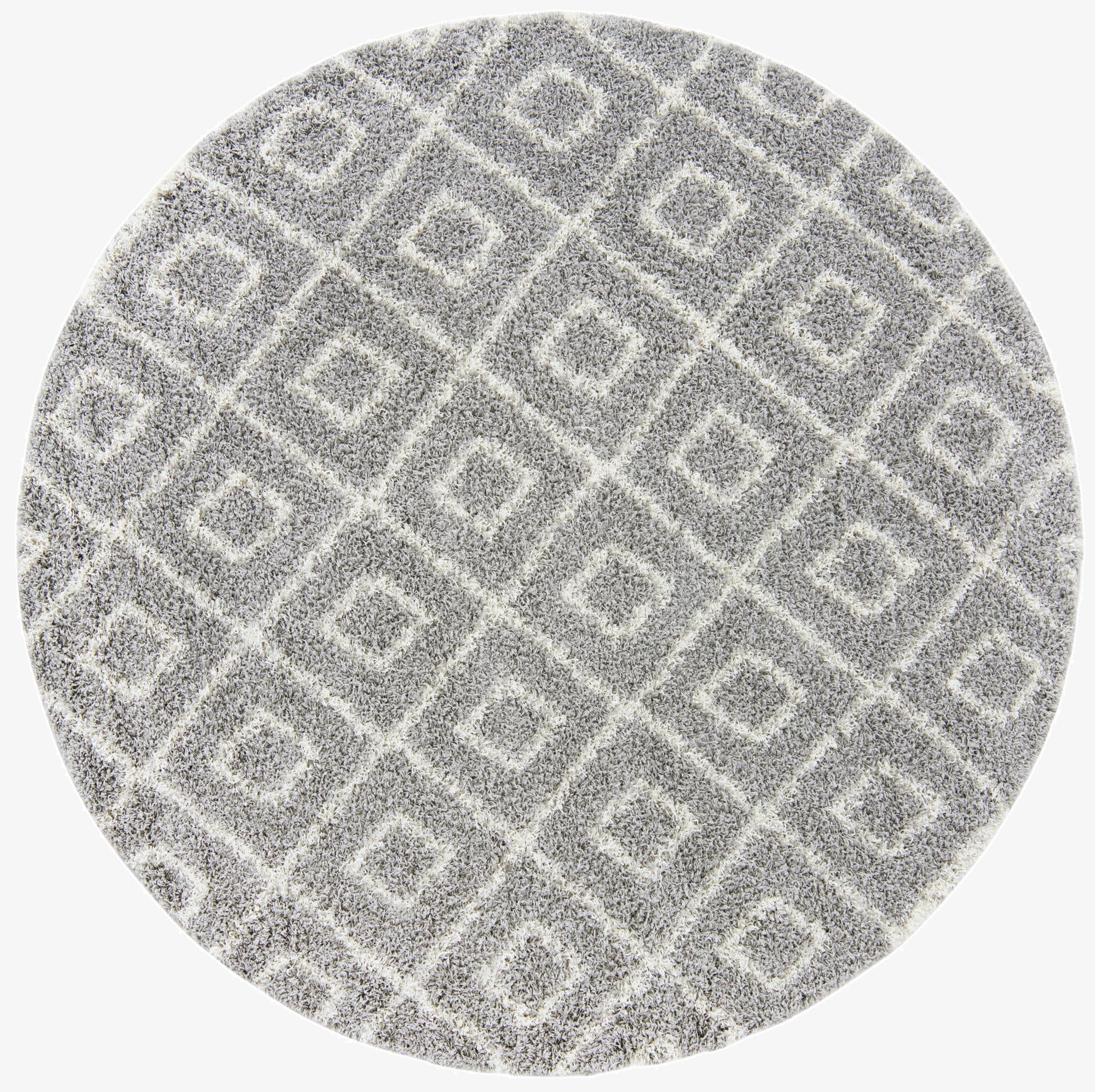  7' 10 x 7' 10 Lattice Shag Round Rug