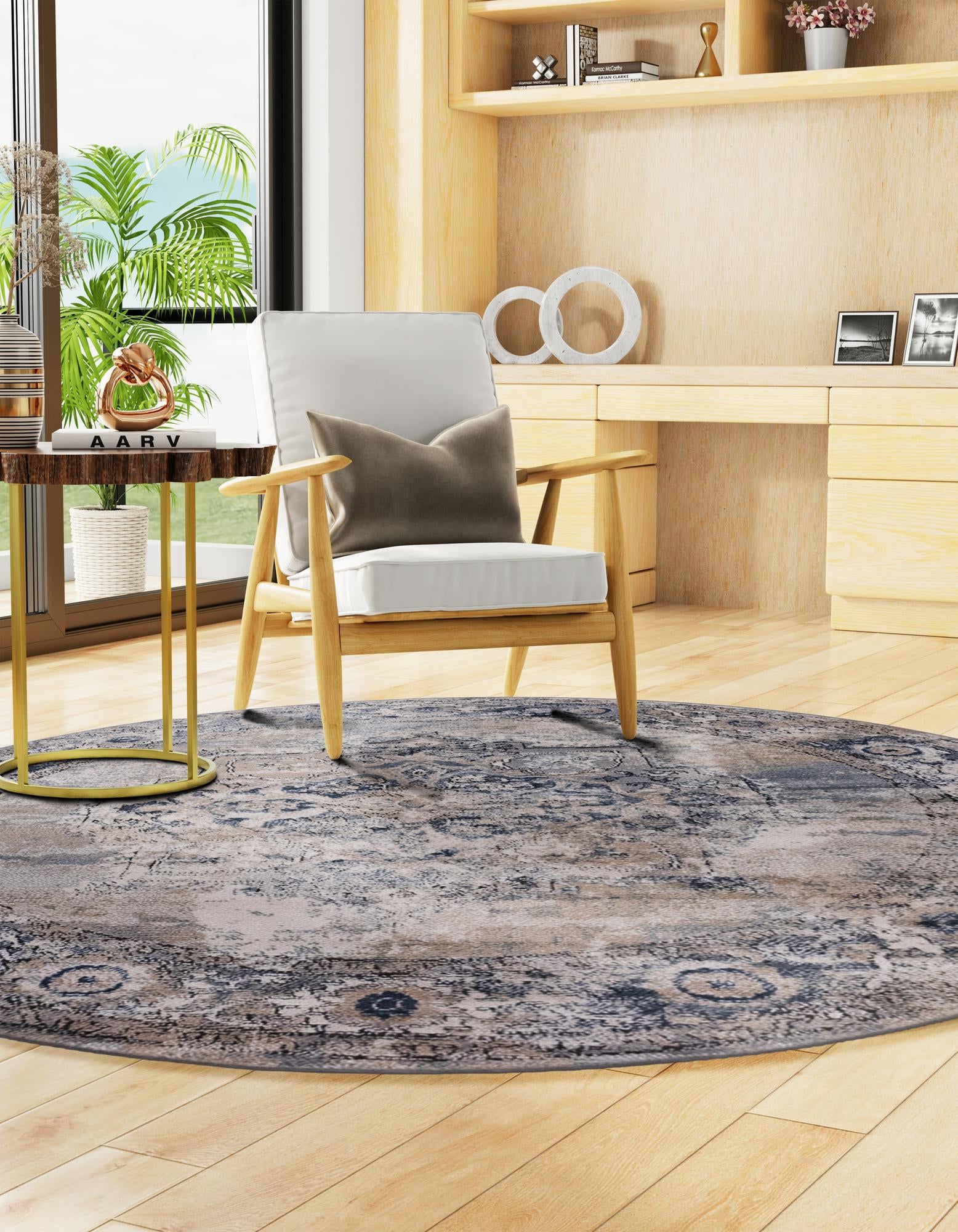 Gray 7' x 7' Oregon Round Rug