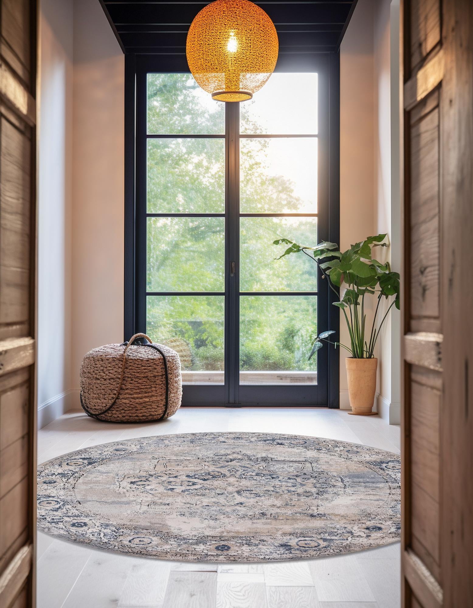 Gray 7' x 7' Oregon Round Rug