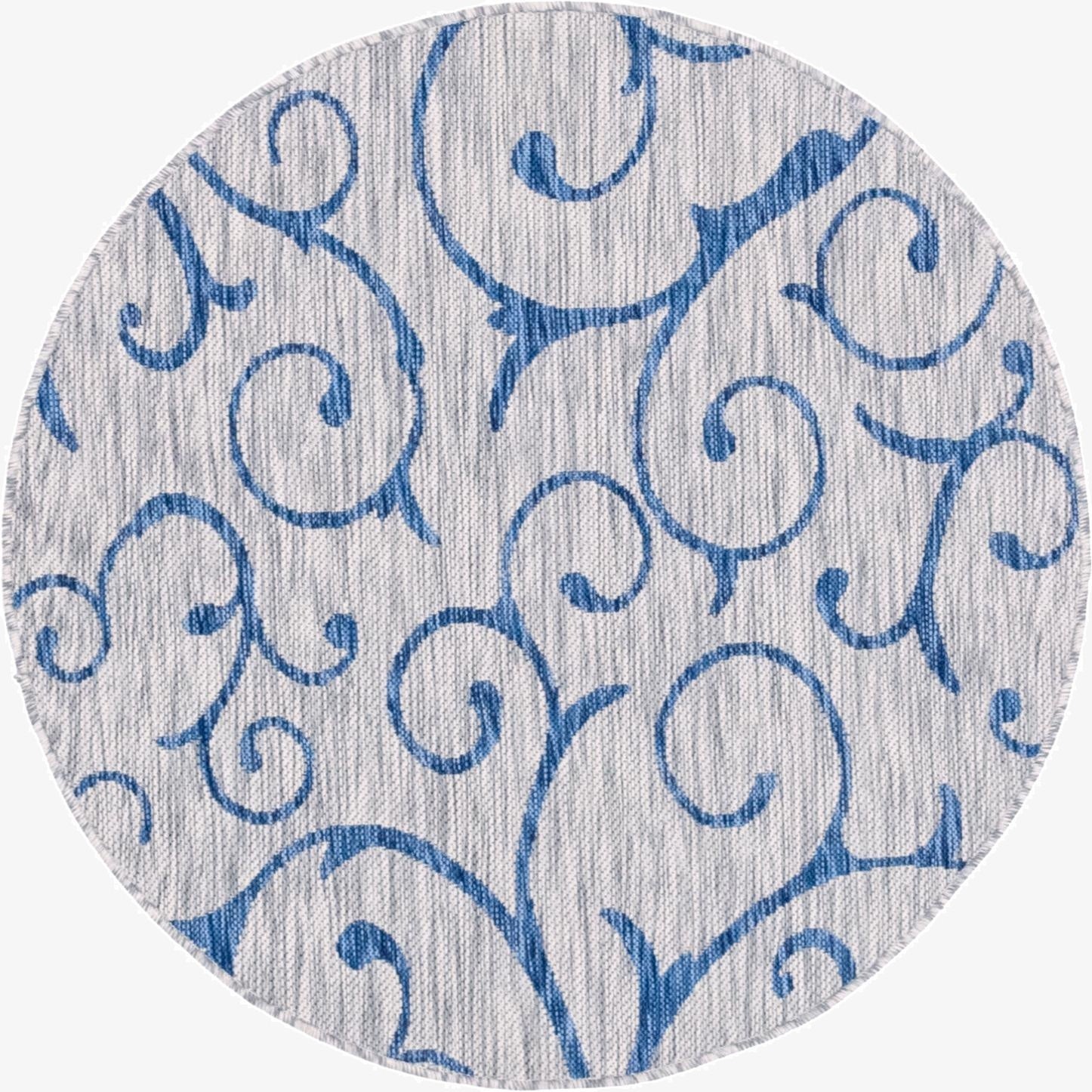  4' x 4'  Washable Botanical Indoor / Outdoor Round Rug