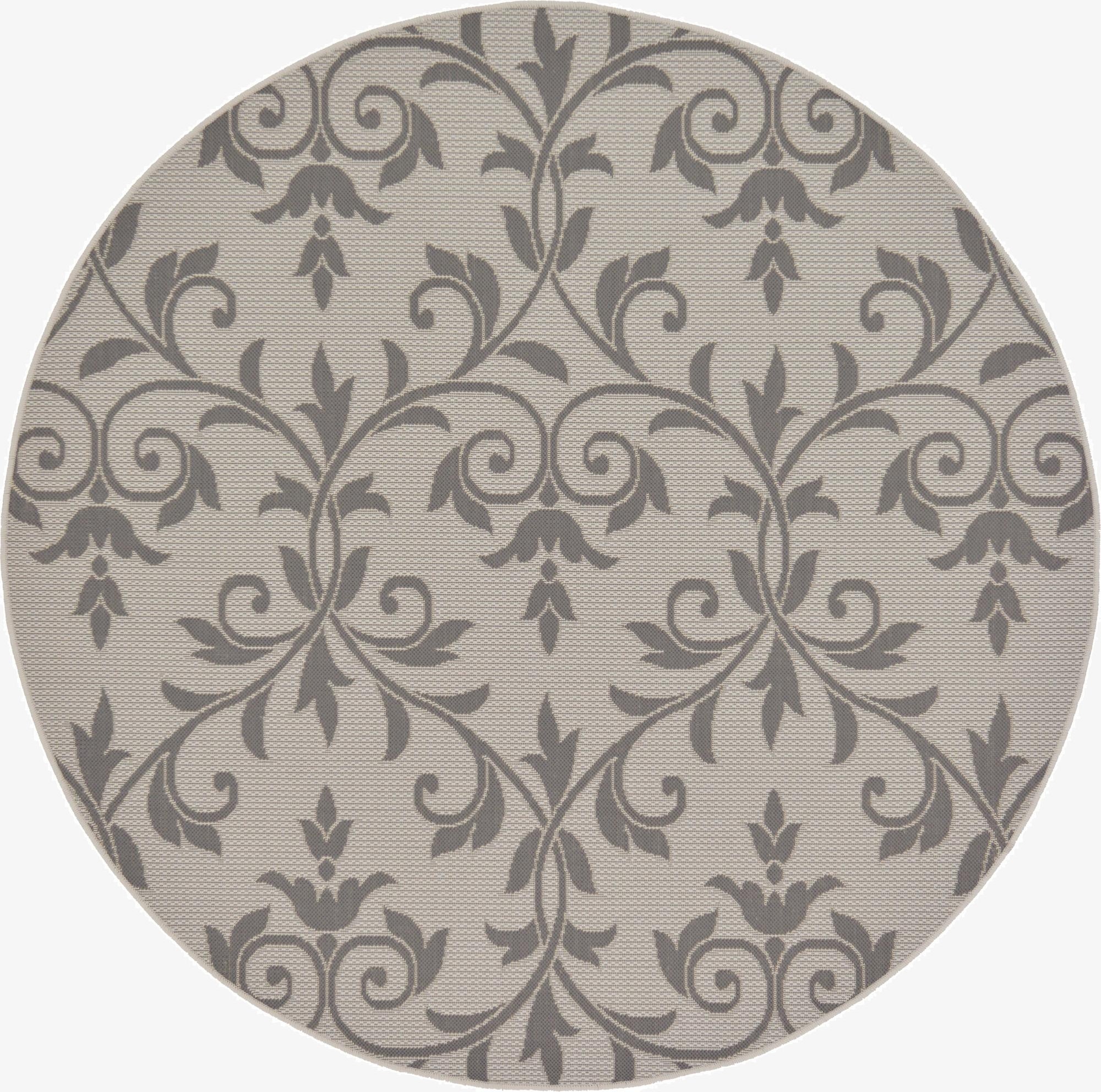  6' x 6'  Washable Botanical Indoor / Outdoor Round Rug