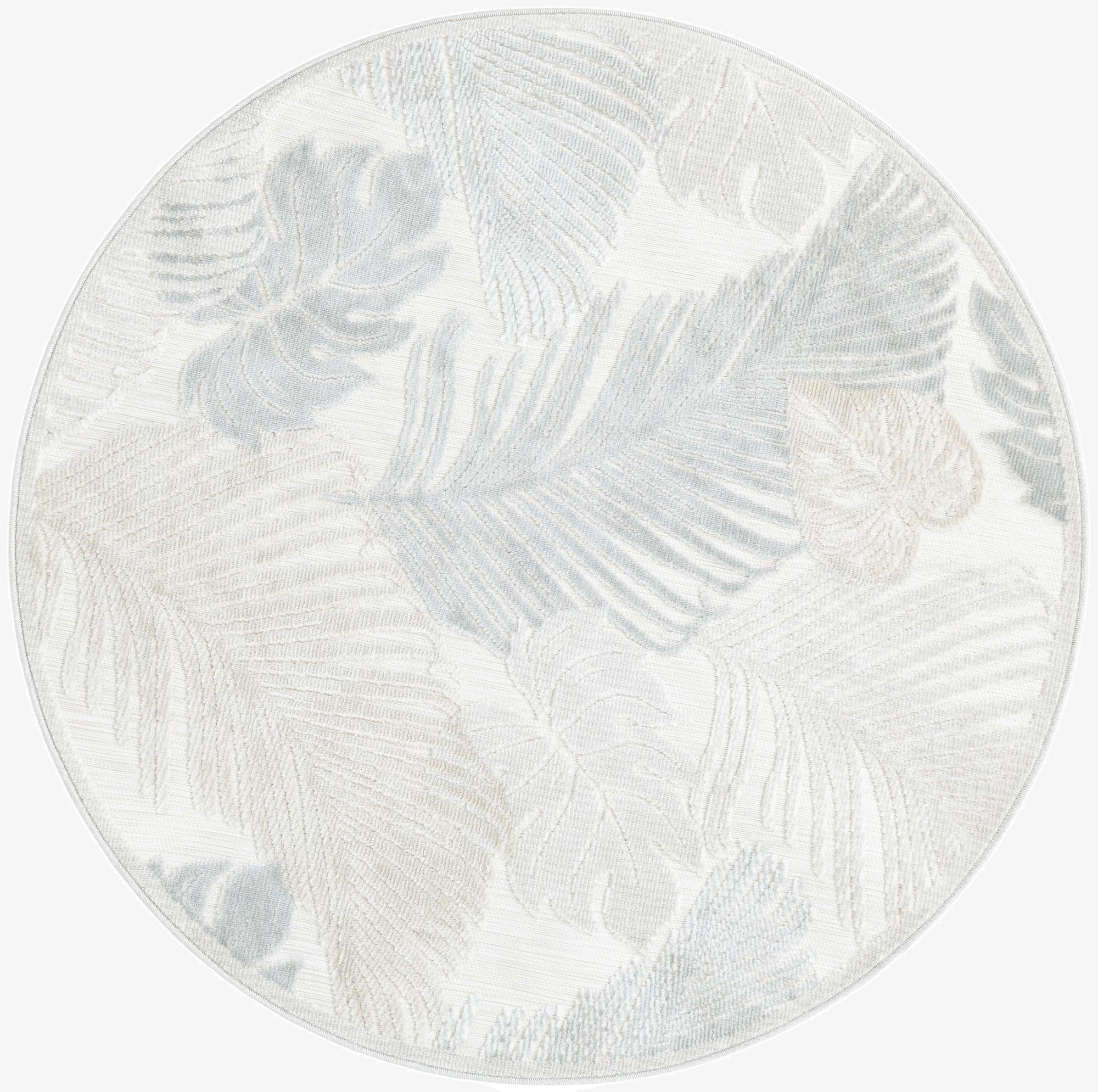  4' 5 x 4' 5  Washable Botanical Indoor / Outdoor Round Rug