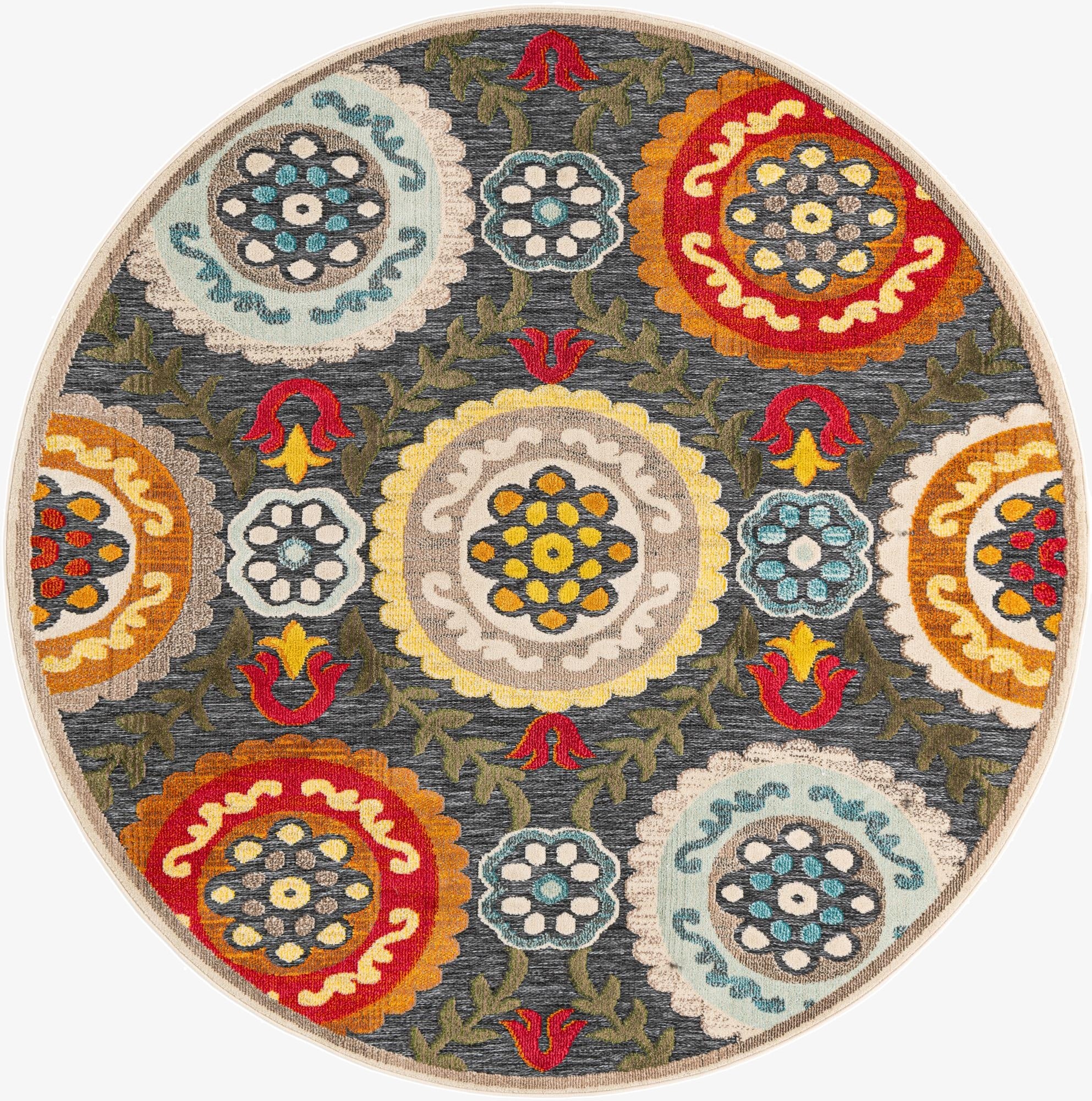  7' 10 x 7' 10  Washable Casablanca Indoor / Outdoor Round Rug