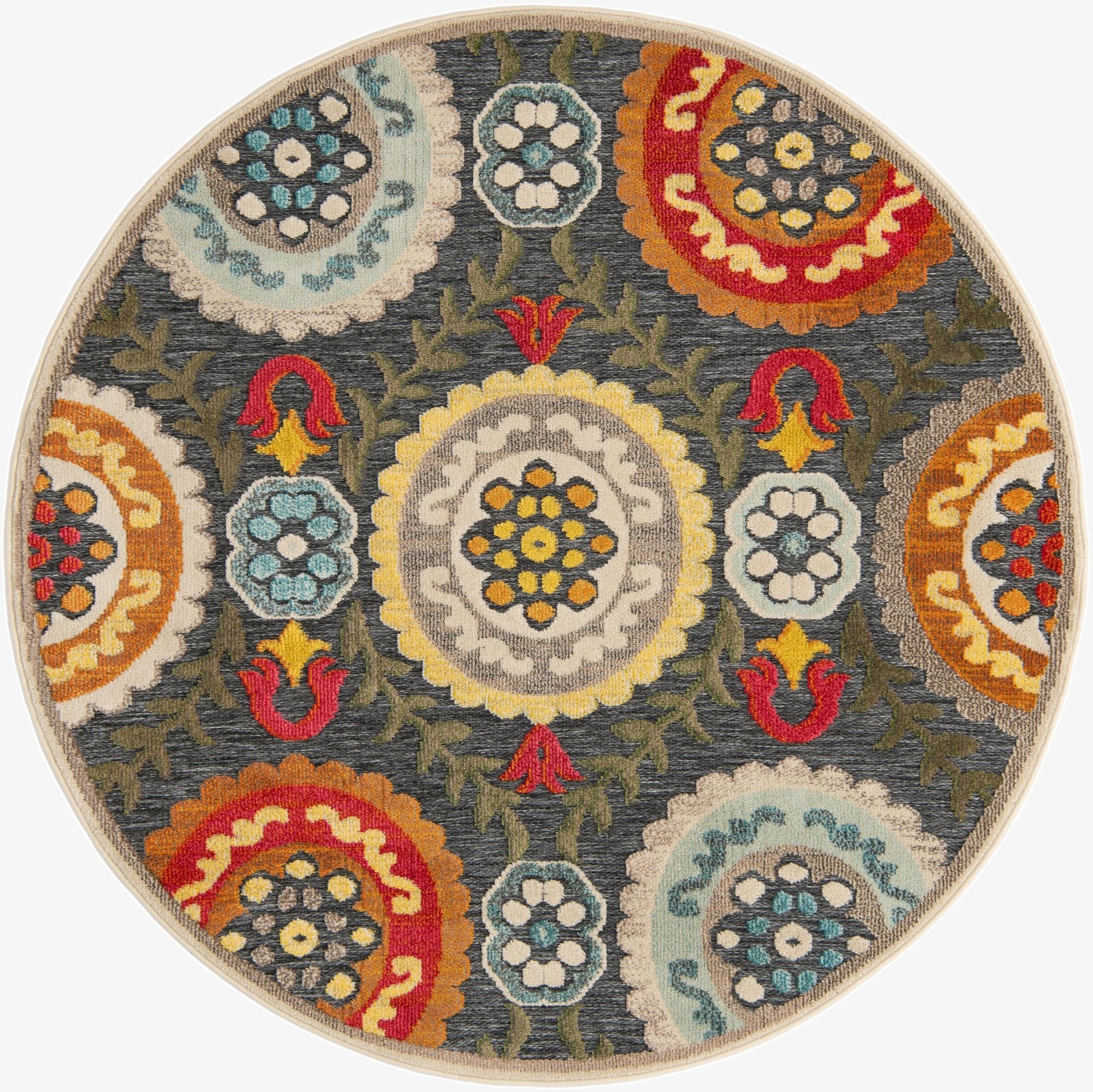  6' x 6'  Washable Casablanca Indoor / Outdoor Round Rug