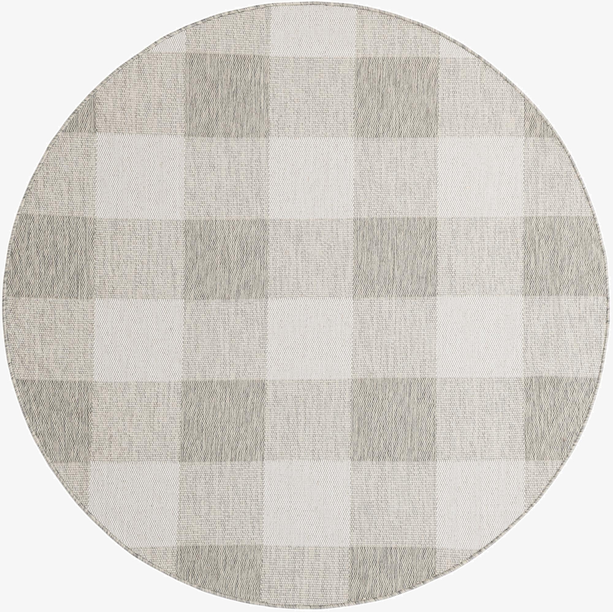  6' x 6'  Washable Checkered Indoor / Outdoor Round Rug