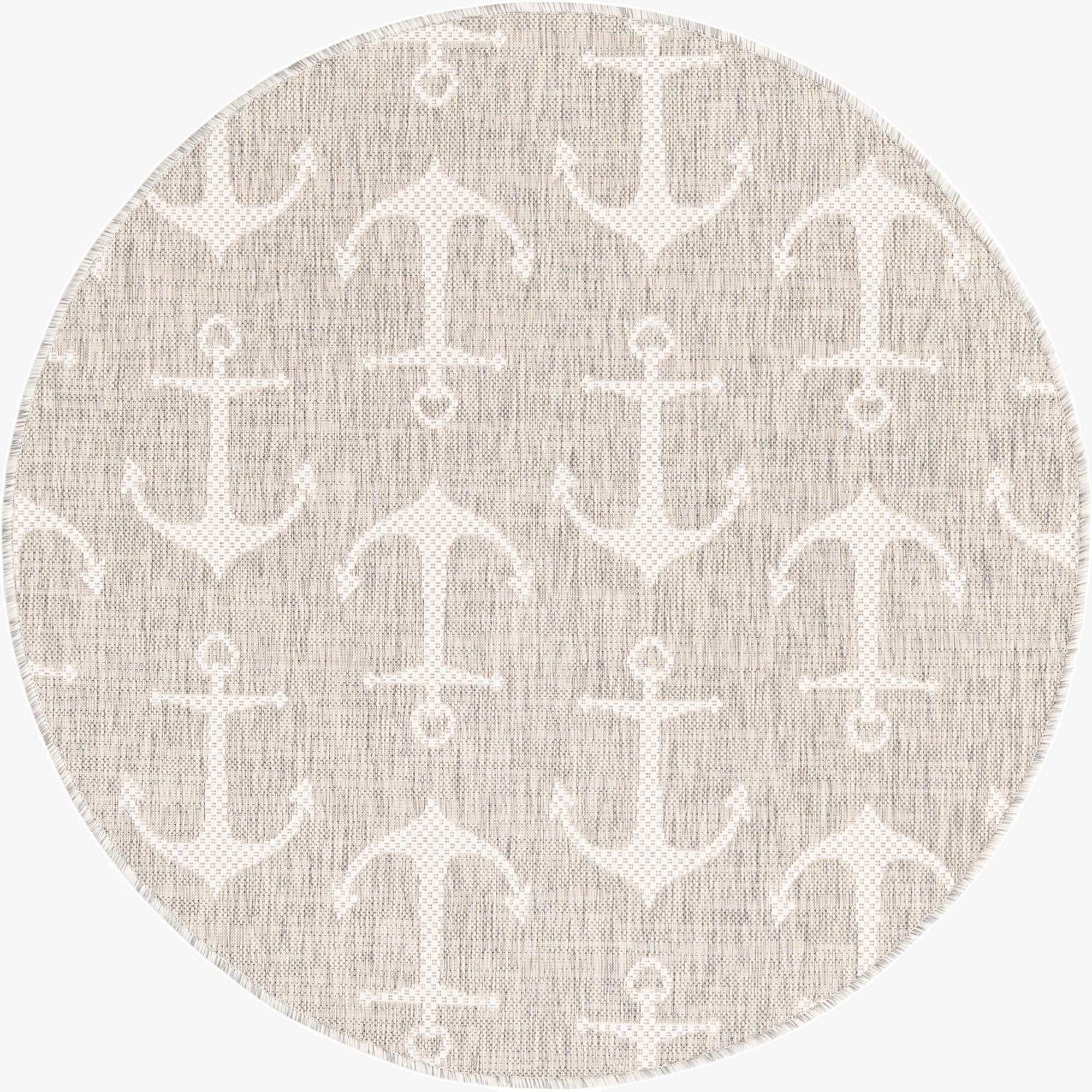  4' x 4'  Washable Coastal Indoor / Outdoor Round Rug