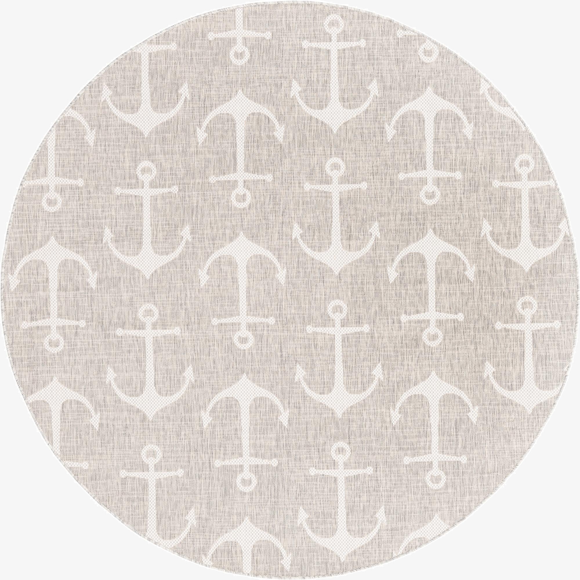  7' 10 x 7' 10  Washable Coastal Indoor / Outdoor Round Rug
