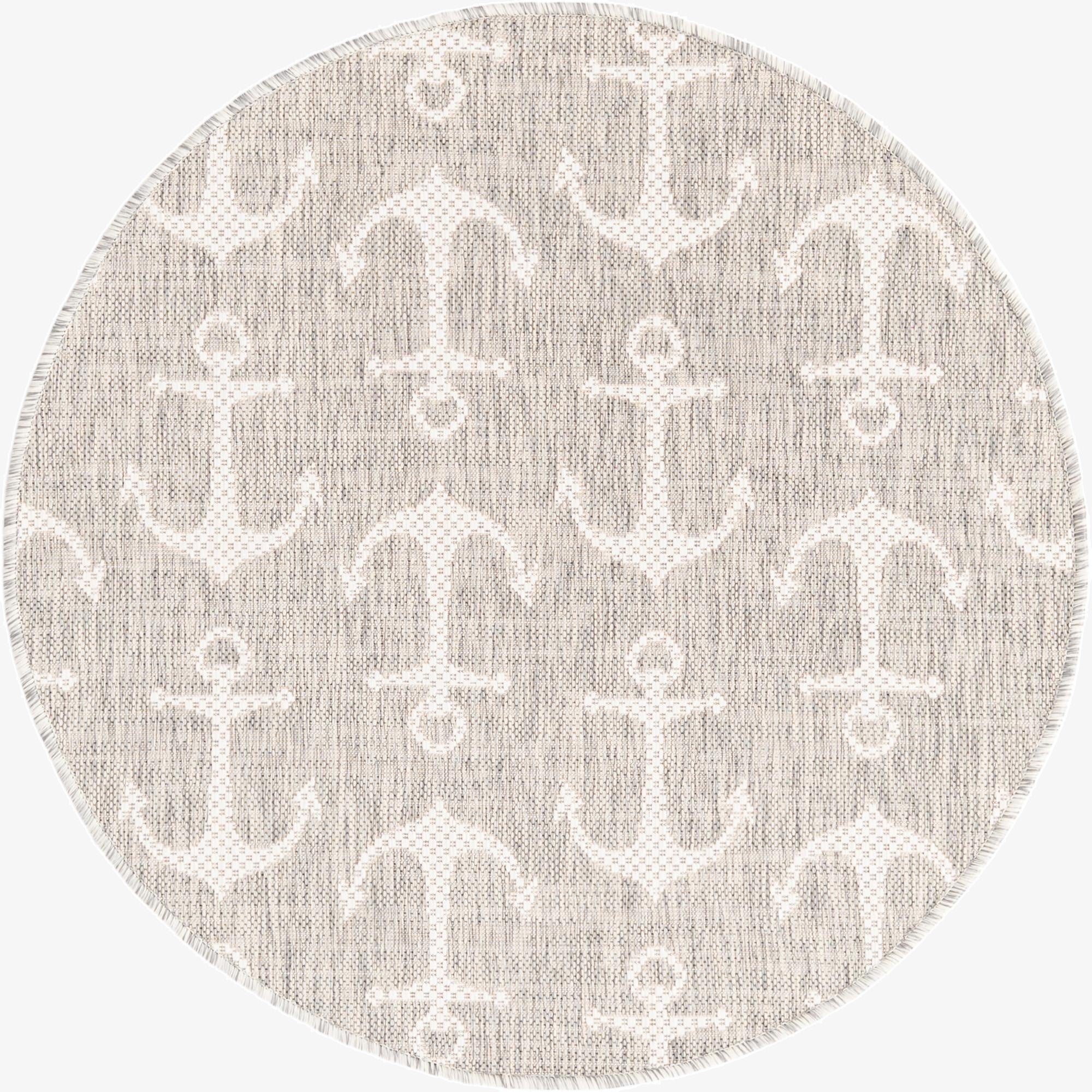  3' x 3'  Washable Coastal Indoor / Outdoor Round Rug