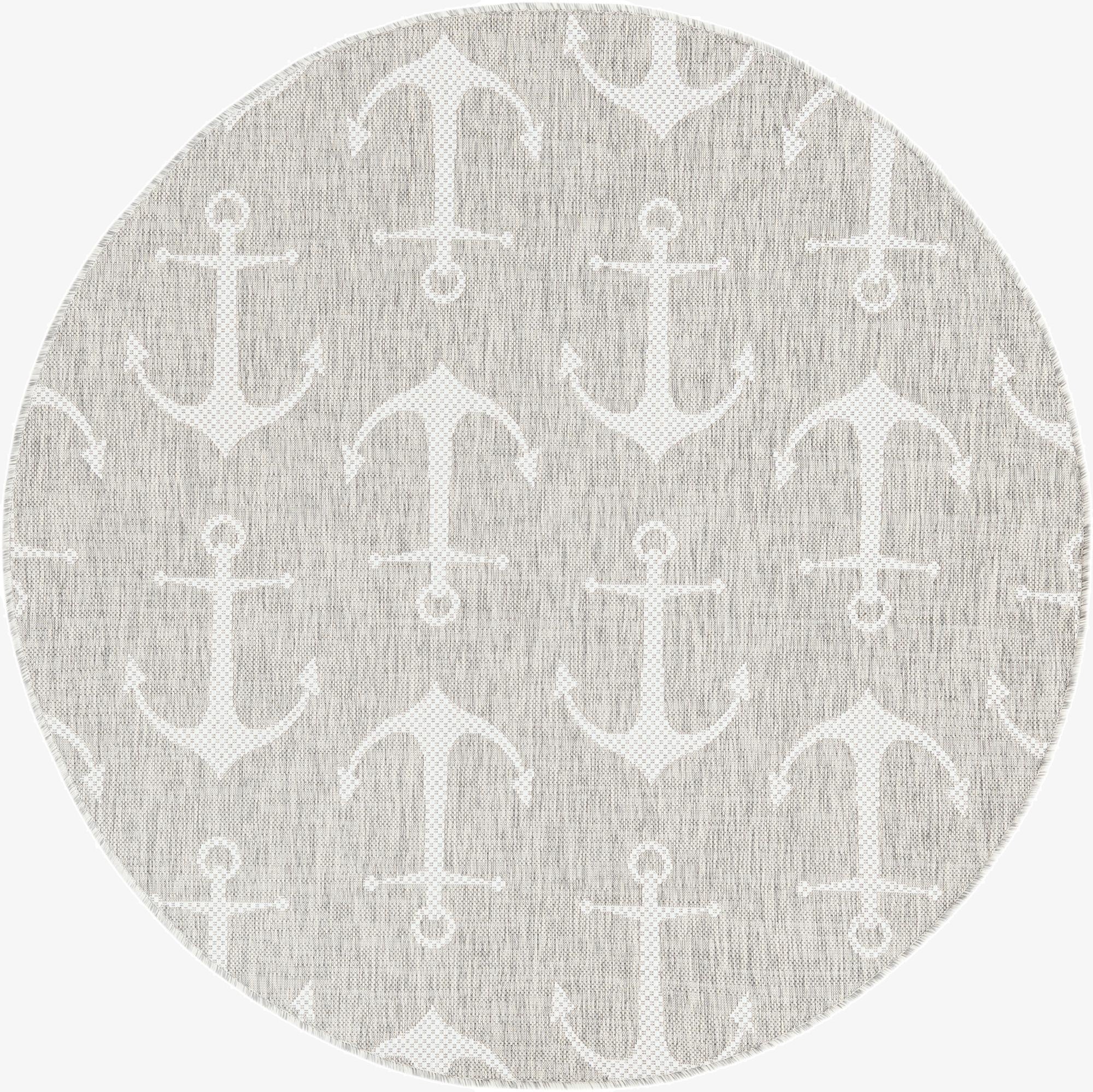 5' 3 x 5' 3  Washable Coastal Indoor / Outdoor Round Rug
