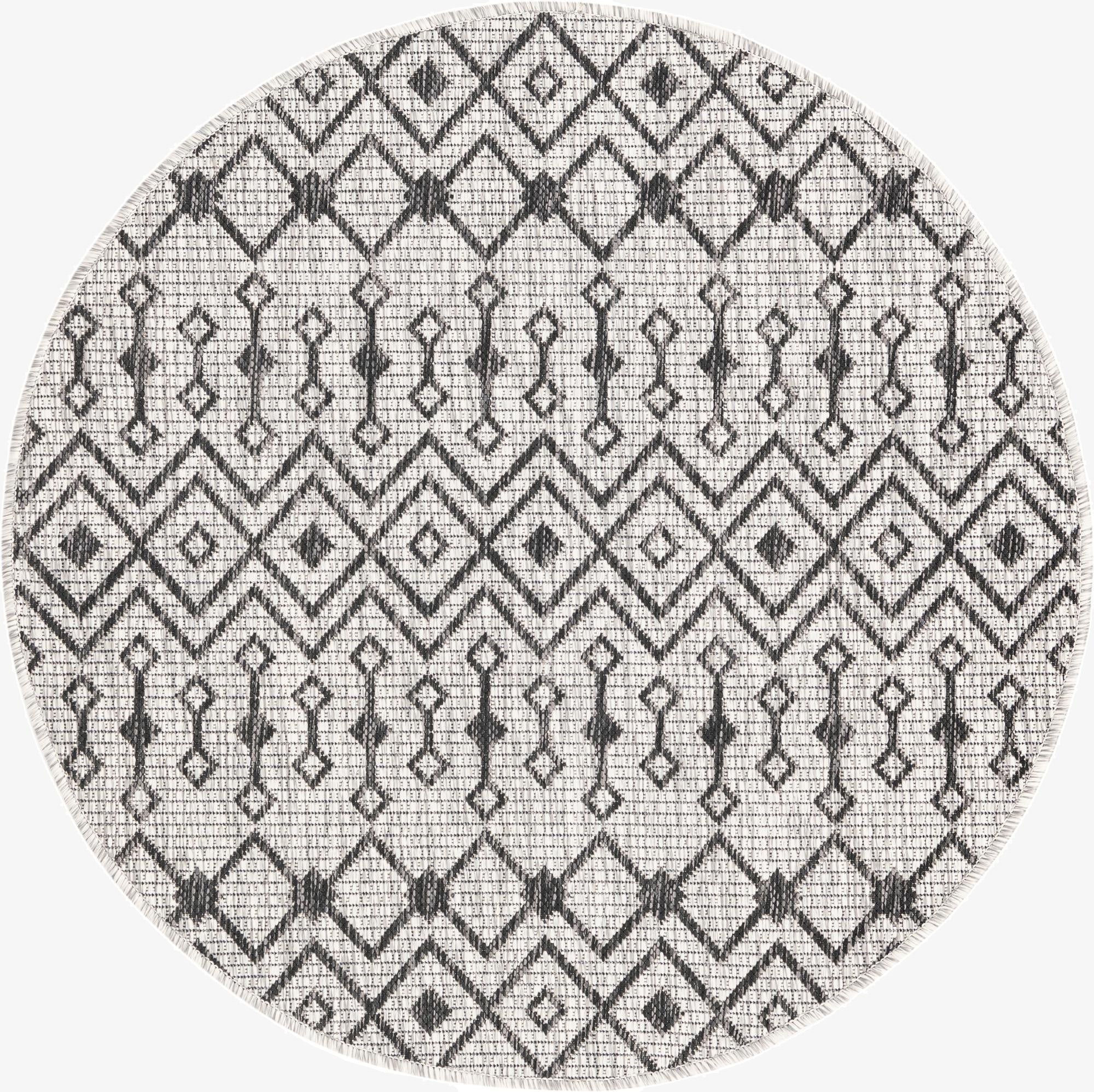  3' x 3'  Washable Lattice Indoor / Outdoor Round Rug