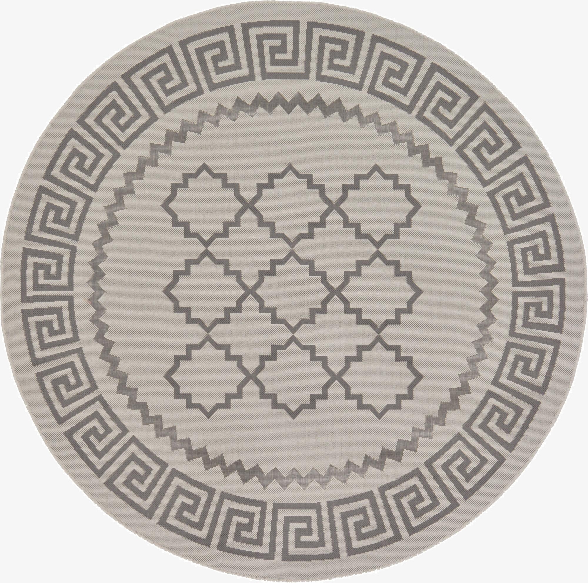  6' x 6'  Washable Lattice Indoor / Outdoor Round Rug