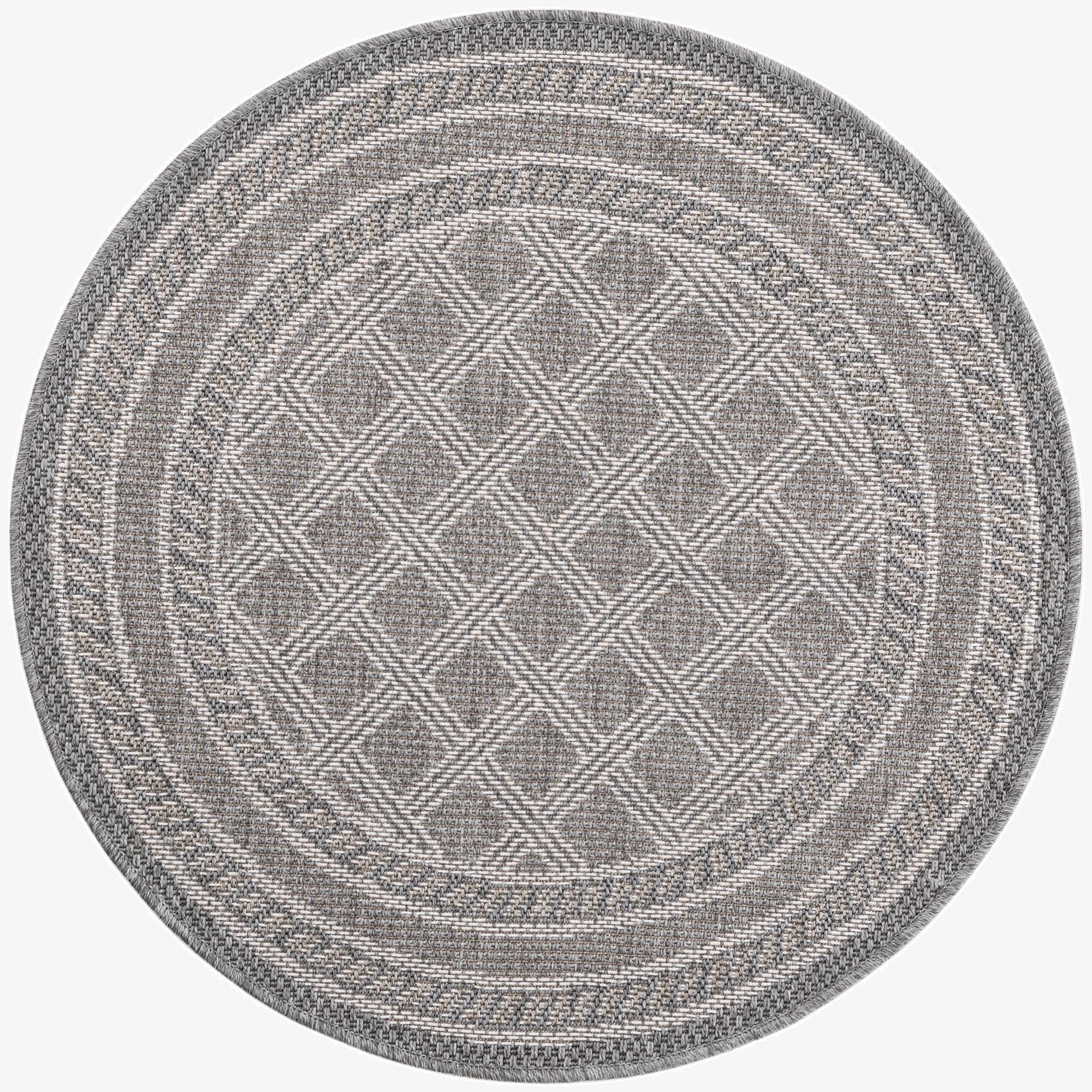  3' 3 x 3' 3  Washable Lattice Indoor / Outdoor Round Rug