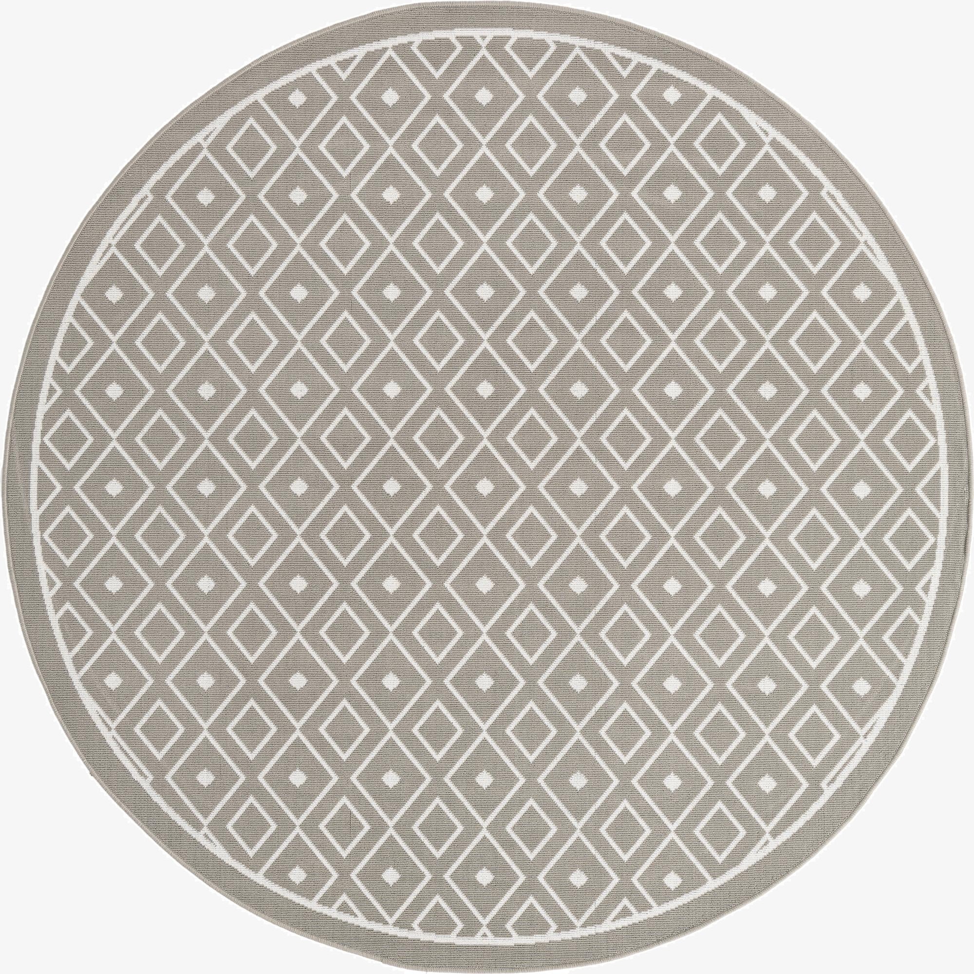  7' x 7'  Washable Lattice Indoor / Outdoor Round Rug